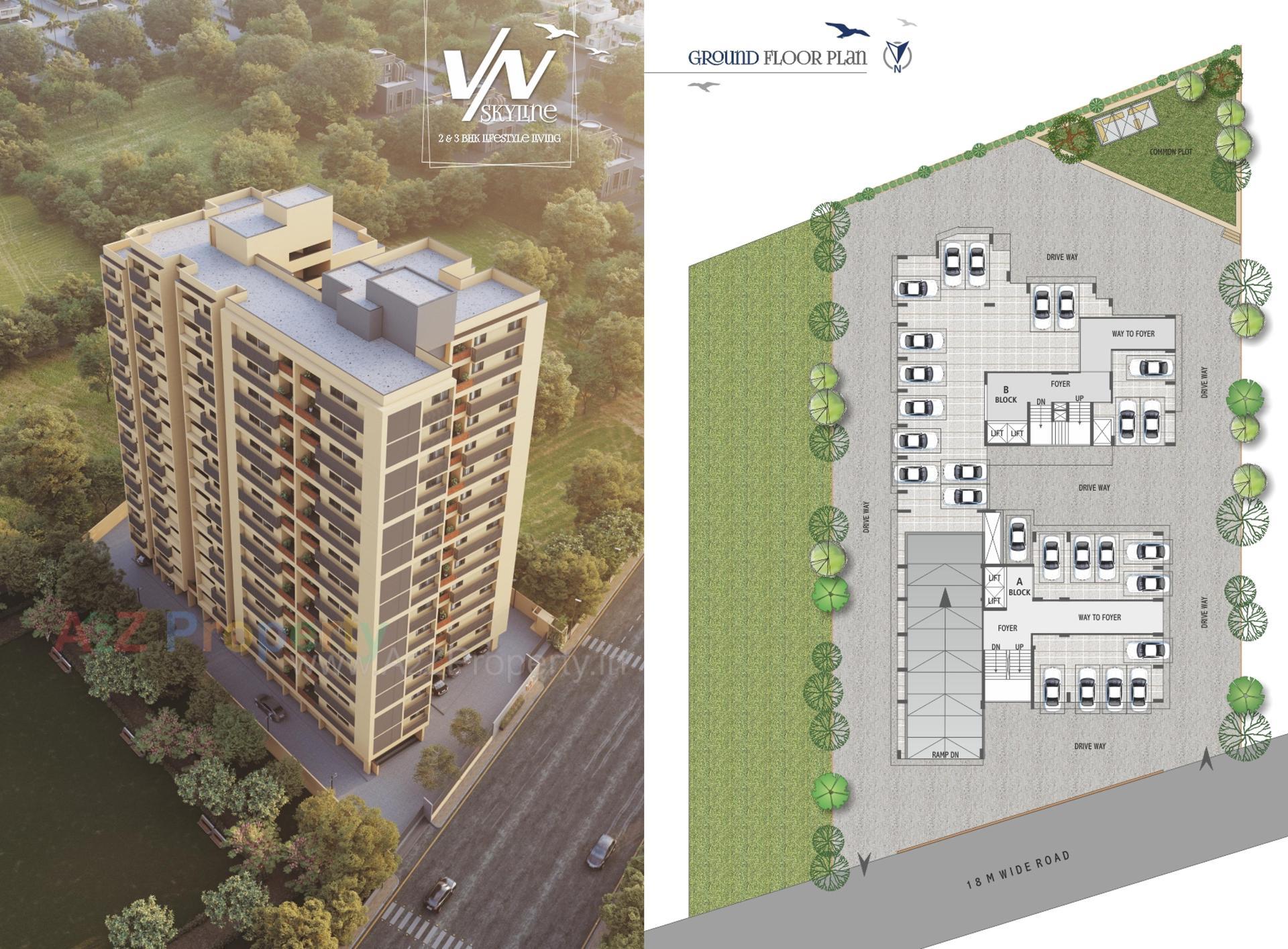 3D Elevation of real estate project Vn Skyline located at Vadaj, Ahmedabad, Gujarat