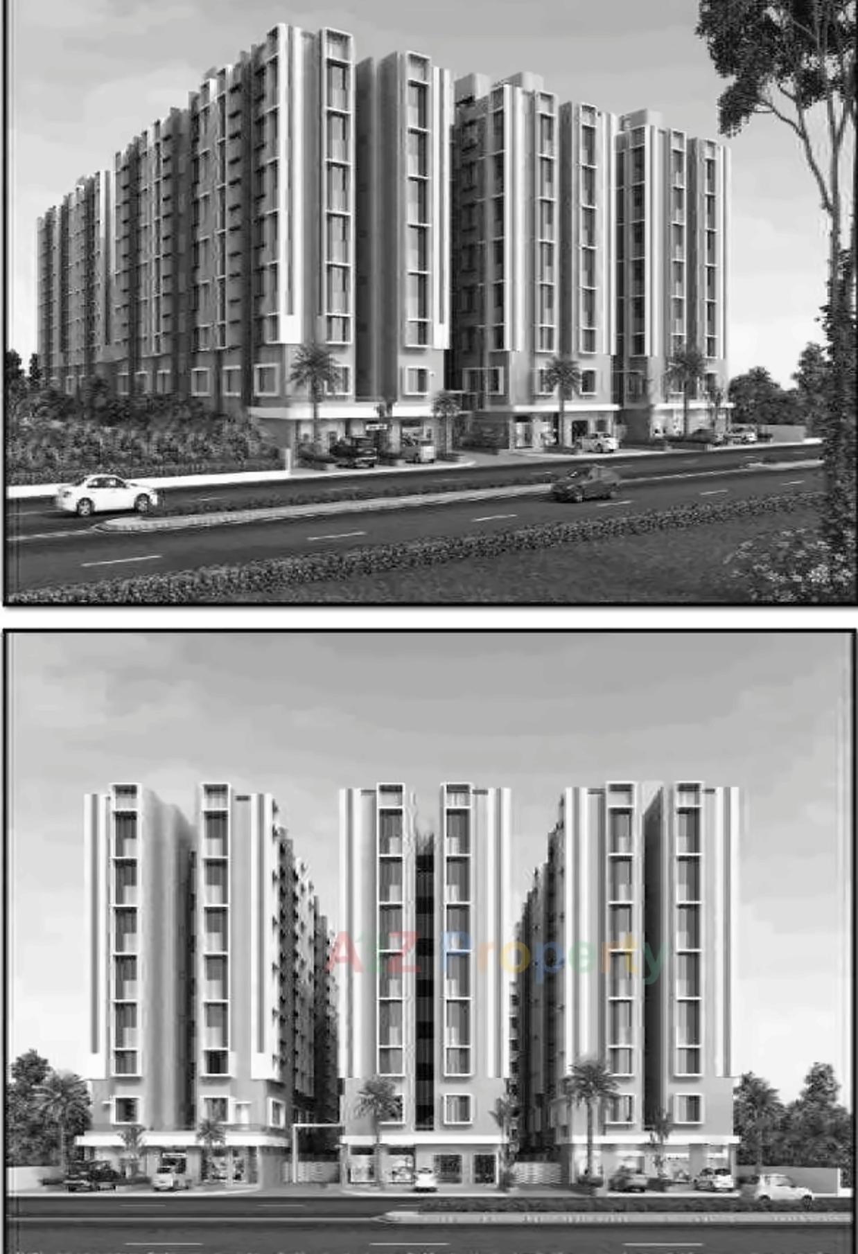 3D Elevation of real estate project Vraj Galaxy Appartment located at Muthia, Ahmedabad, Gujarat