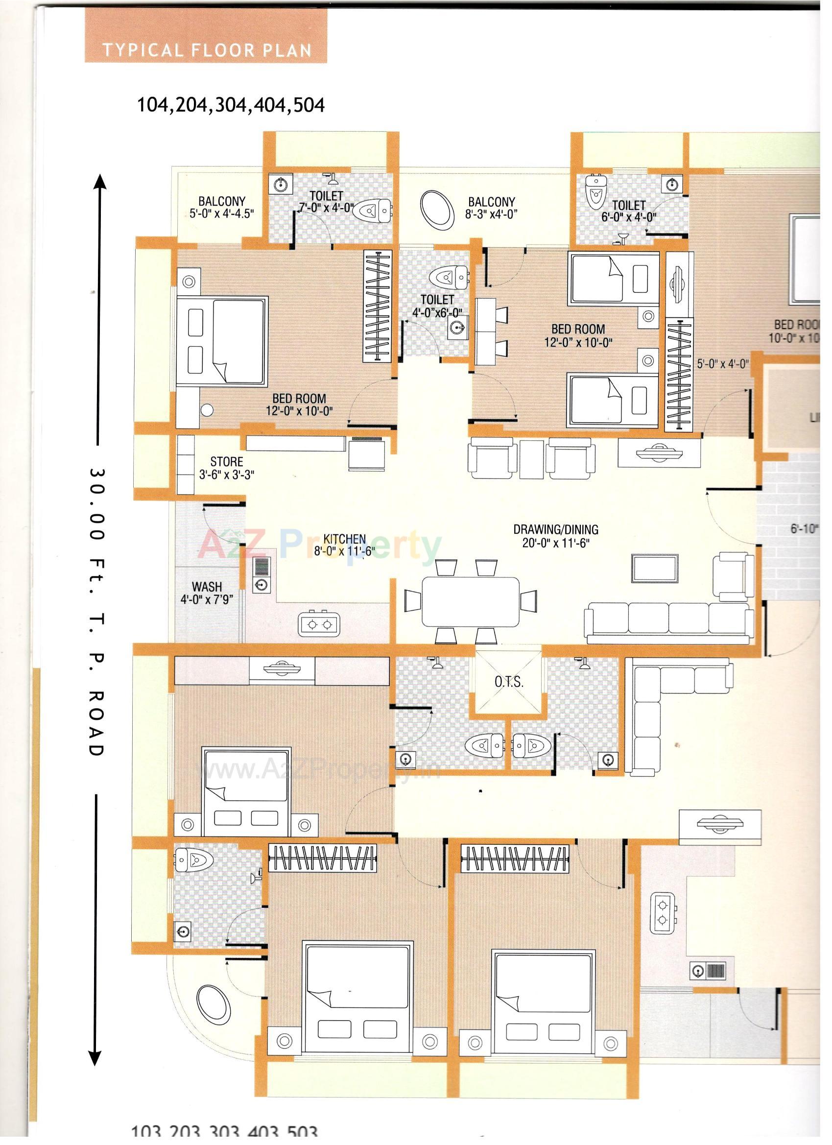 Layout of real estate project Vrajshanti Appartment located at Paldi, Ahmedabad, Gujarat