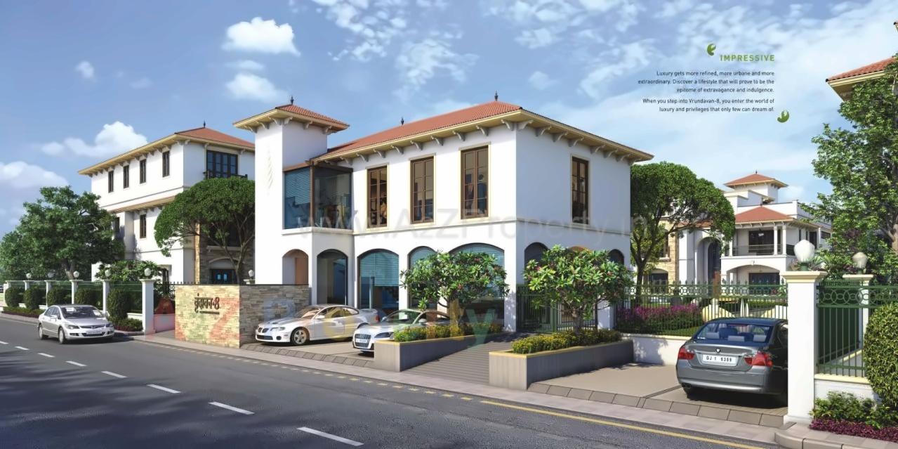 3D Elevation of real estate project Vrundavan Bunglows located at Thaltej, Ahmedabad, Gujarat