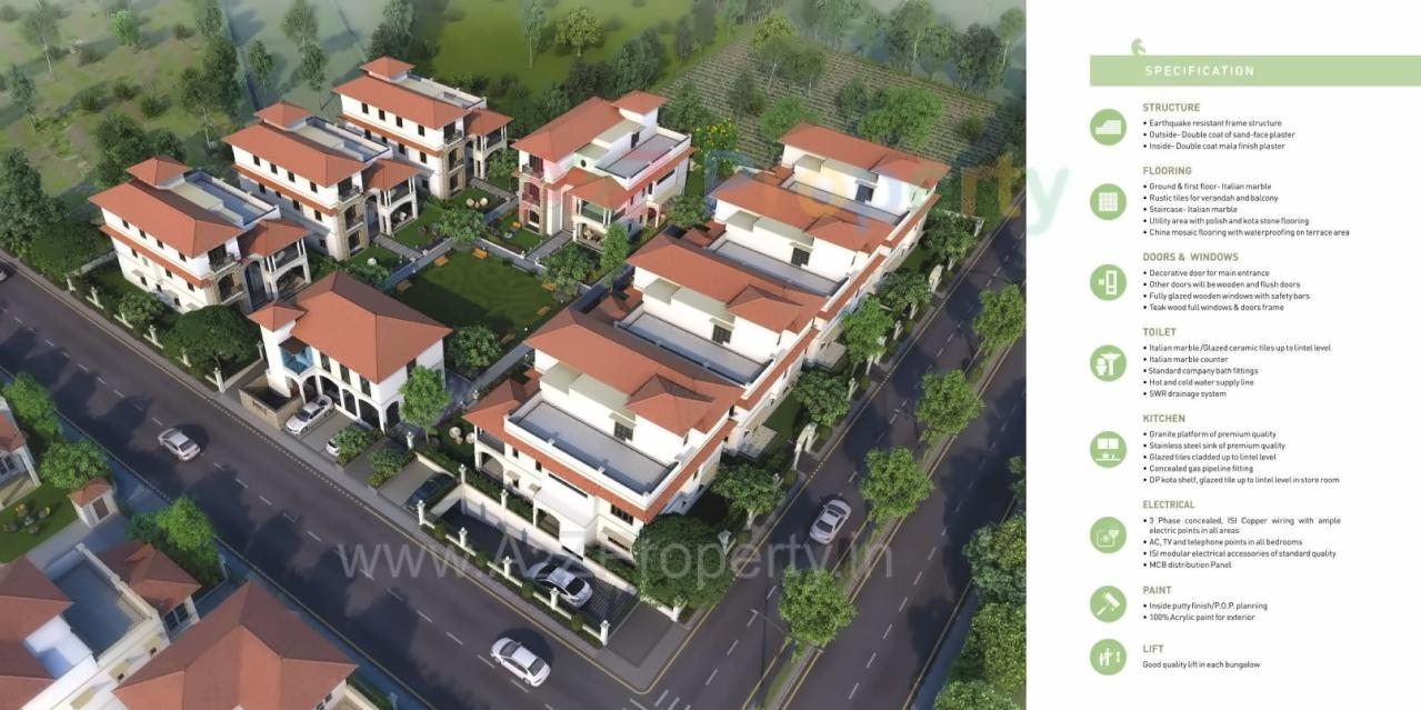 3D Elevation of real estate project Vrundavan Bunglows located at Thaltej, Ahmedabad, Gujarat