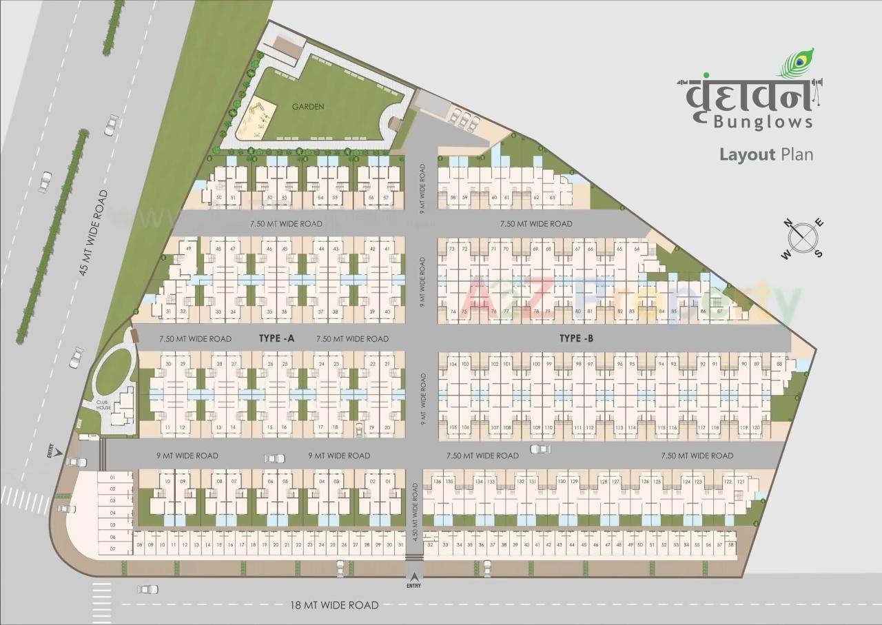 Layout of real estate project Vrundavan Bunglows located at Geratpur, Ahmedabad, Gujarat