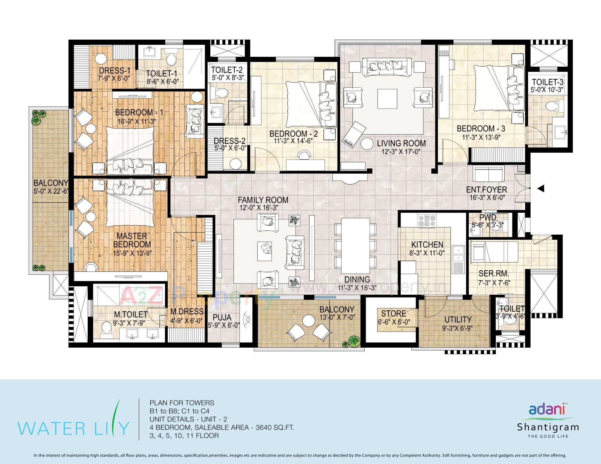 Layout of real estate project Water Lily Ph (towers   C5,c6,c11,c12) located at Khodiyar, Ahmedabad, Gujarat