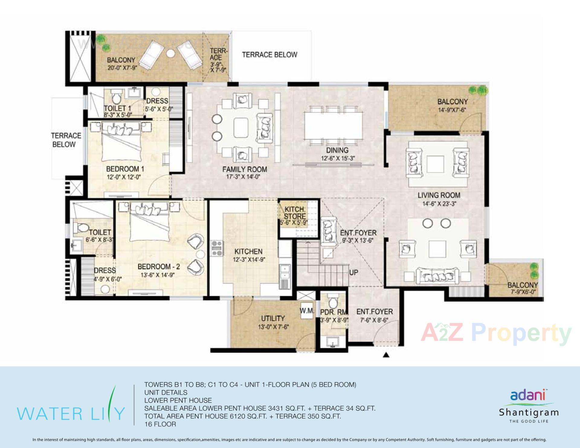 Layout of real estate project Water Lily Ph (towers   C5,c6,c11,c12) located at Khodiyar, Ahmedabad, Gujarat