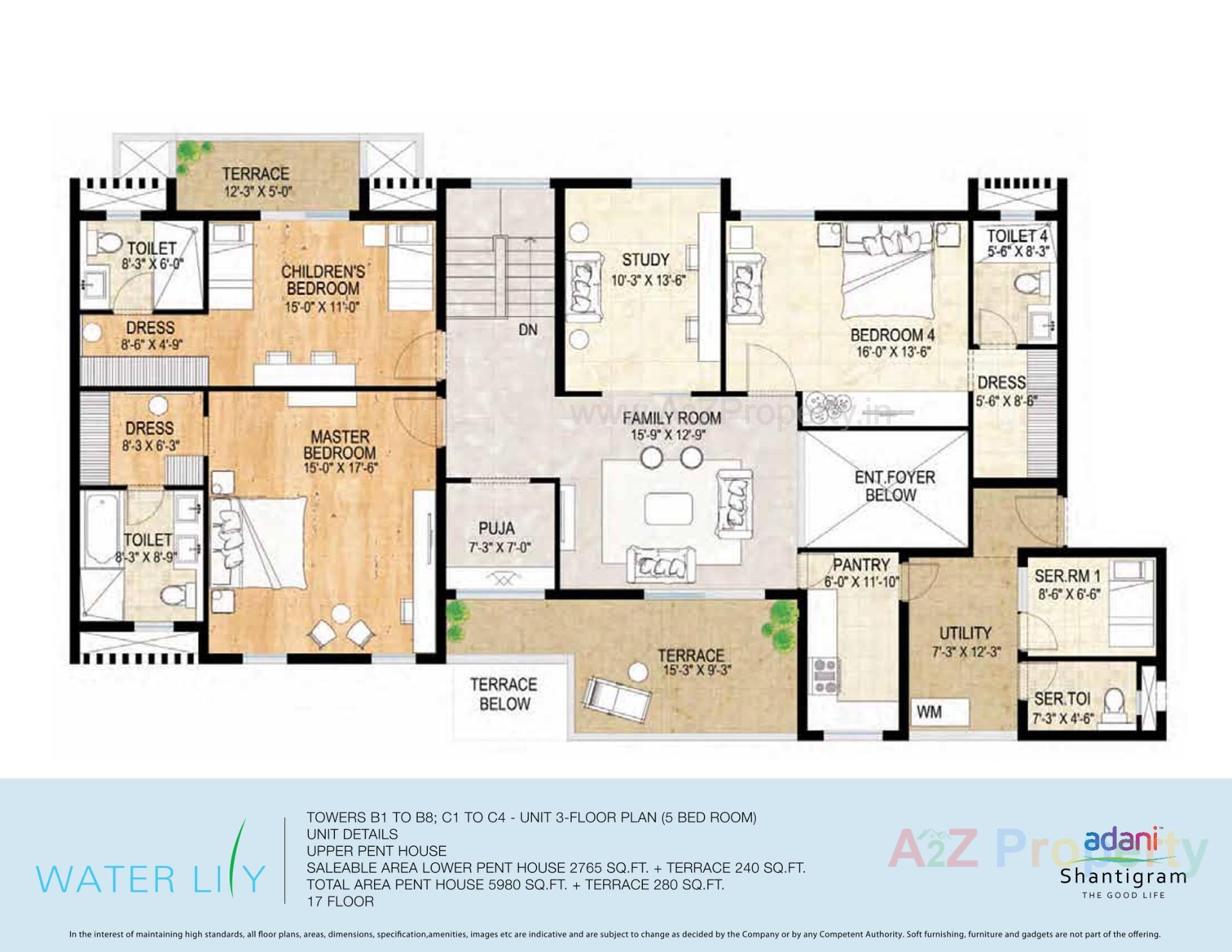 Layout of real estate project Water Lily Ph (towers   C5,c6,c11,c12) located at Khodiyar, Ahmedabad, Gujarat