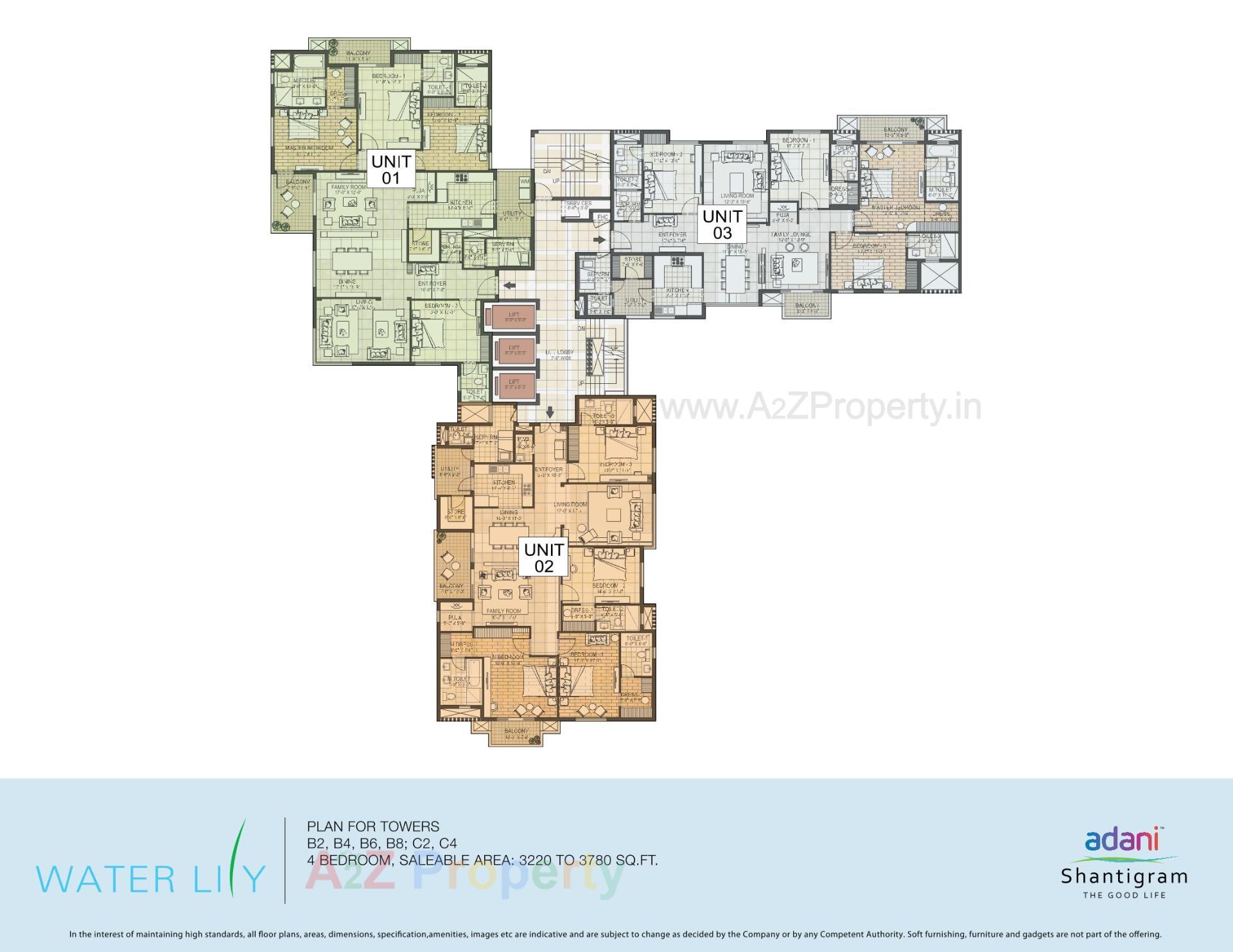 Layout of real estate project Water Lily Ph (towers   C5,c6,c11,c12) located at Khodiyar, Ahmedabad, Gujarat