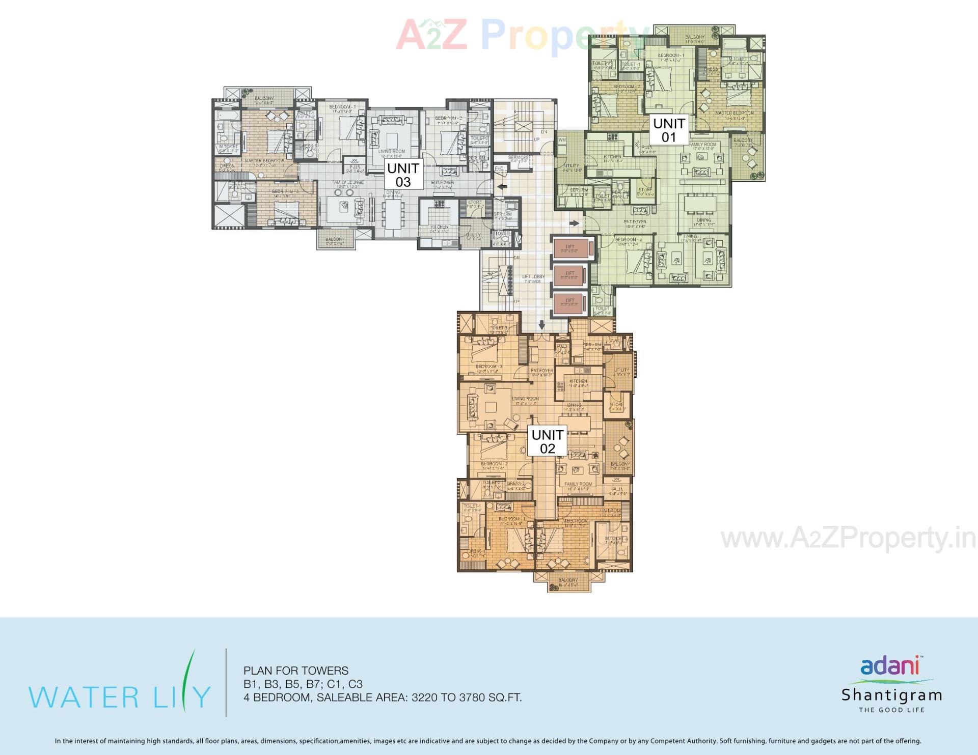 Layout of real estate project Water Lily Ph (towers   C5,c6,c11,c12) located at Khodiyar, Ahmedabad, Gujarat