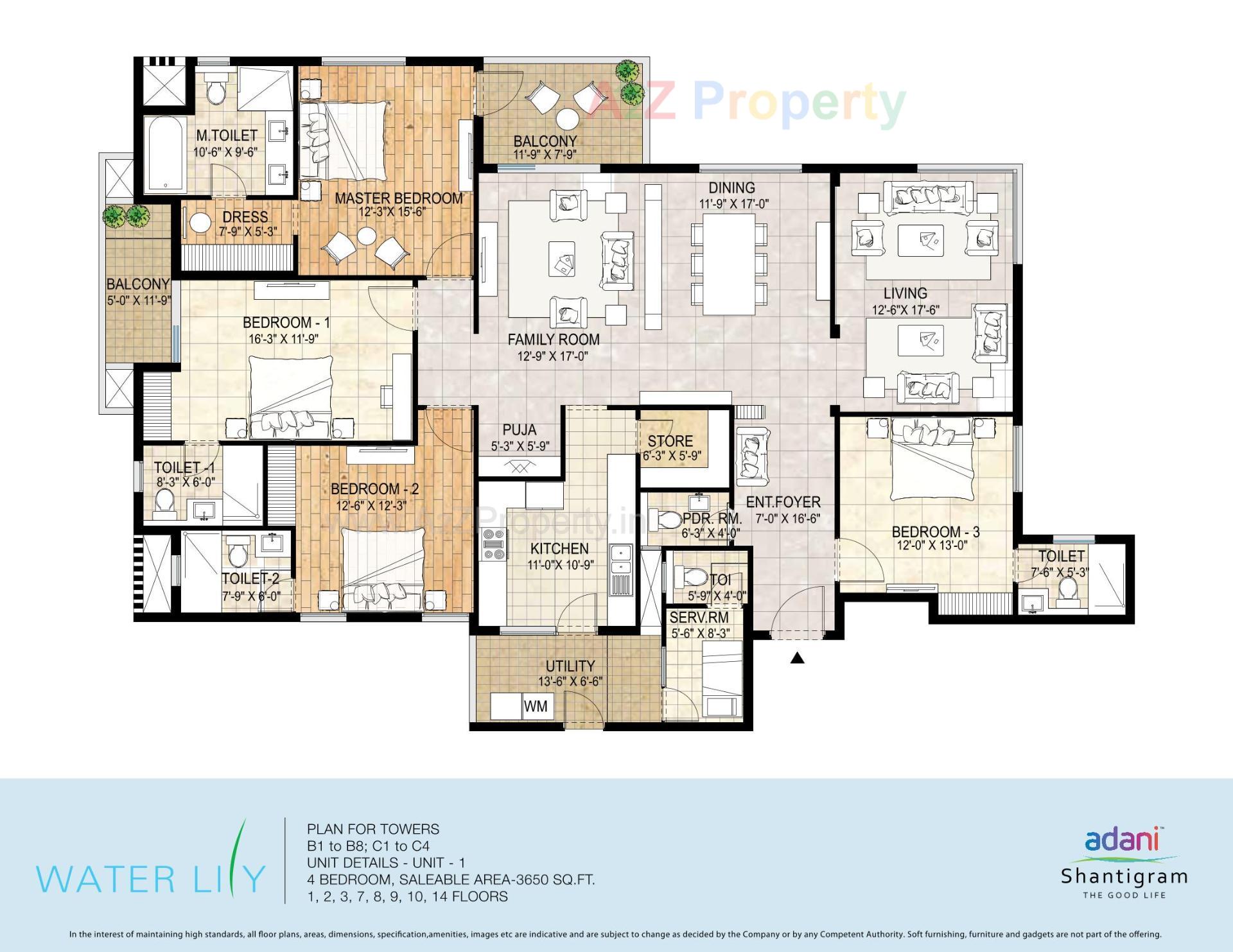 Layout of real estate project Water Lily Ph (towers   C5,c6,c11,c12) located at Khodiyar, Ahmedabad, Gujarat
