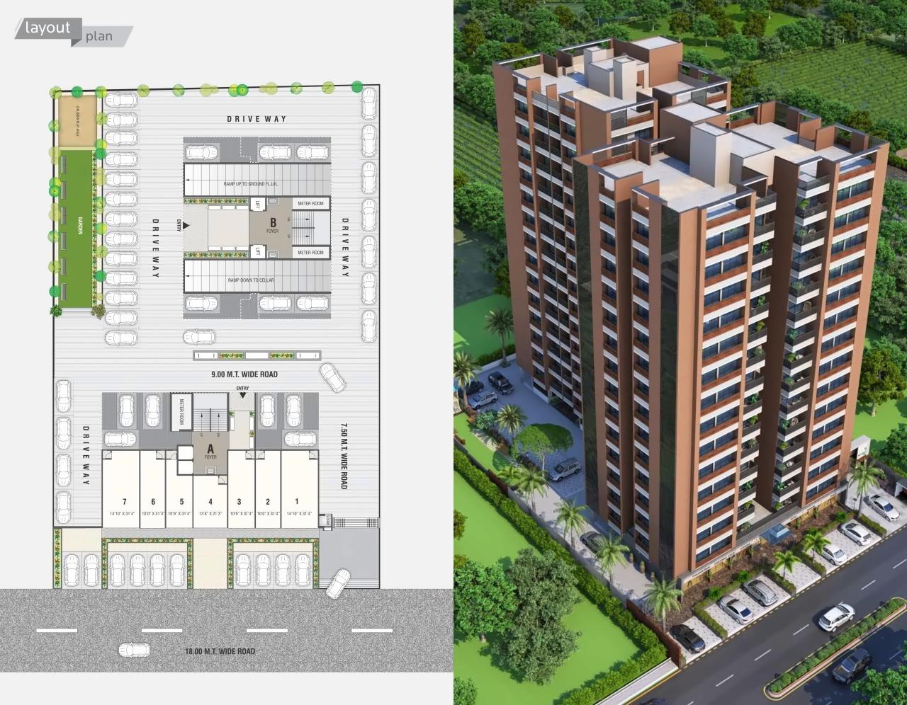 Layout of real estate project Western Glory located at Gota, Ahmedabad, Gujarat