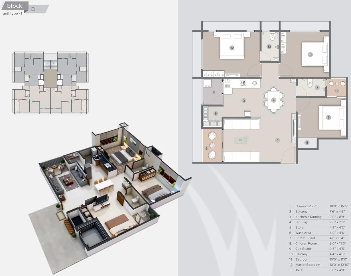 Layout of real estate project Western Glory located at Gota, Ahmedabad, Gujarat
