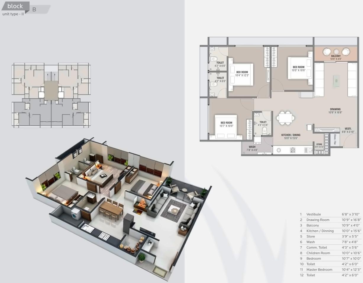 Layout of real estate project Western Glory located at Gota, Ahmedabad, Gujarat