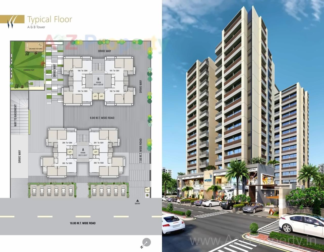 Layout of real estate project Western Height located at Jagatpur, Ahmedabad, Gujarat