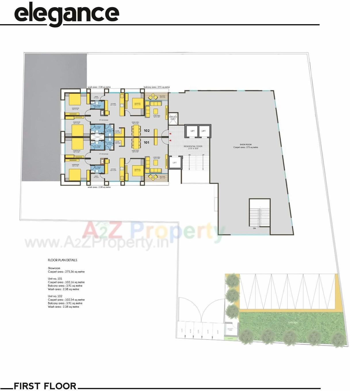 Layout of real estate project Yashasvi Elegance located at Memnagar, Ahmedabad, Gujarat