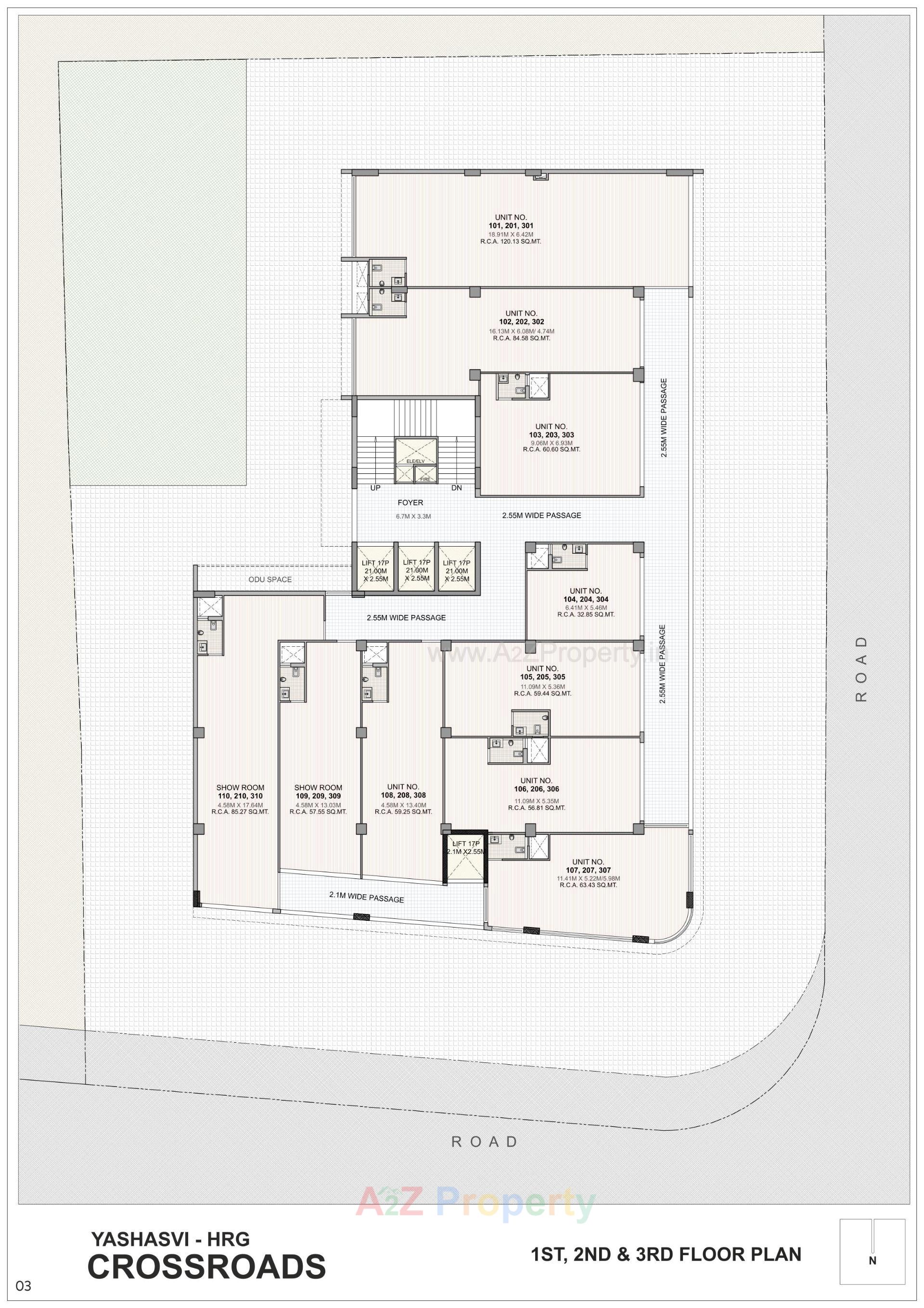 Layout of real estate project Yashasvi Hrg Crossroads located at Memnagar, Ahmedabad, Gujarat