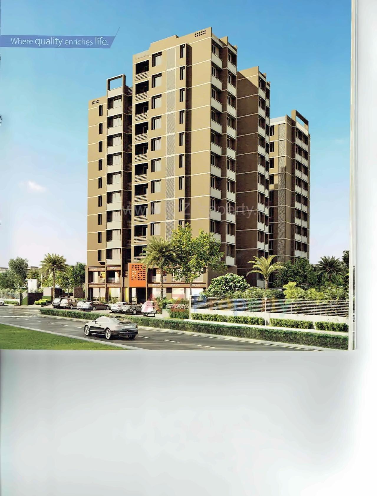 3D Elevation of real estate project Yogeshwar Eminence located at Vadaj, Ahmedabad, Gujarat