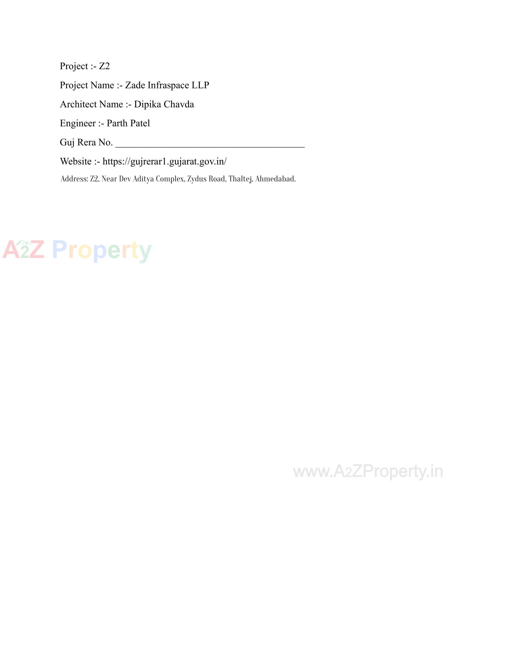  of real estate project Z located at Thaltej, Ahmedabad, Gujarat