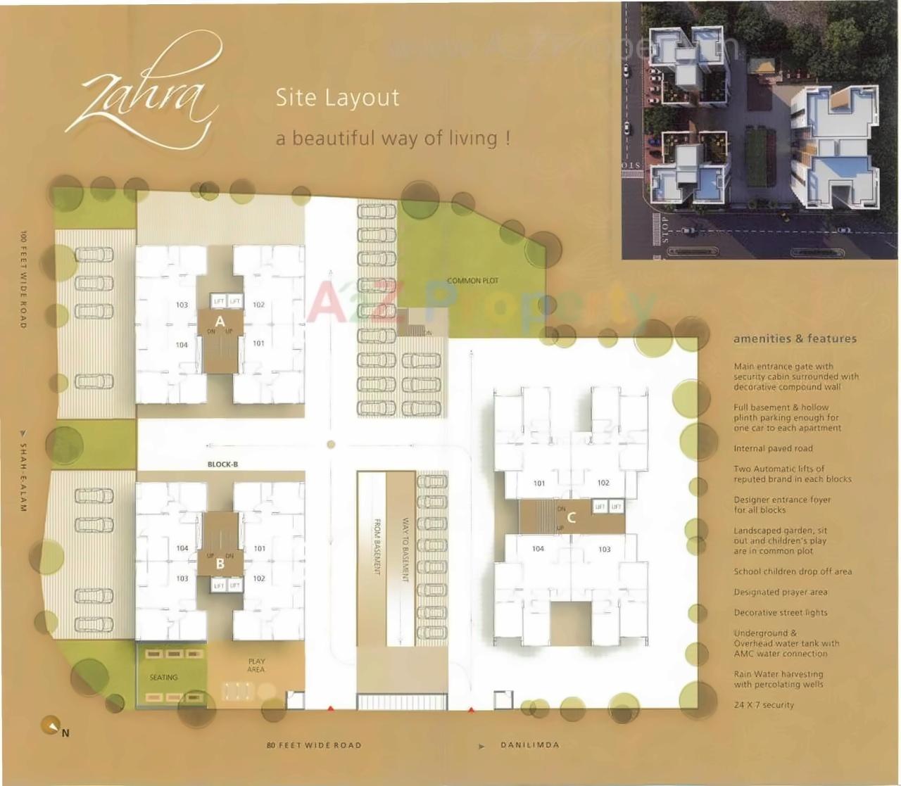 Layout of real estate project Zahra located at Danilimda, Ahmedabad, Gujarat
