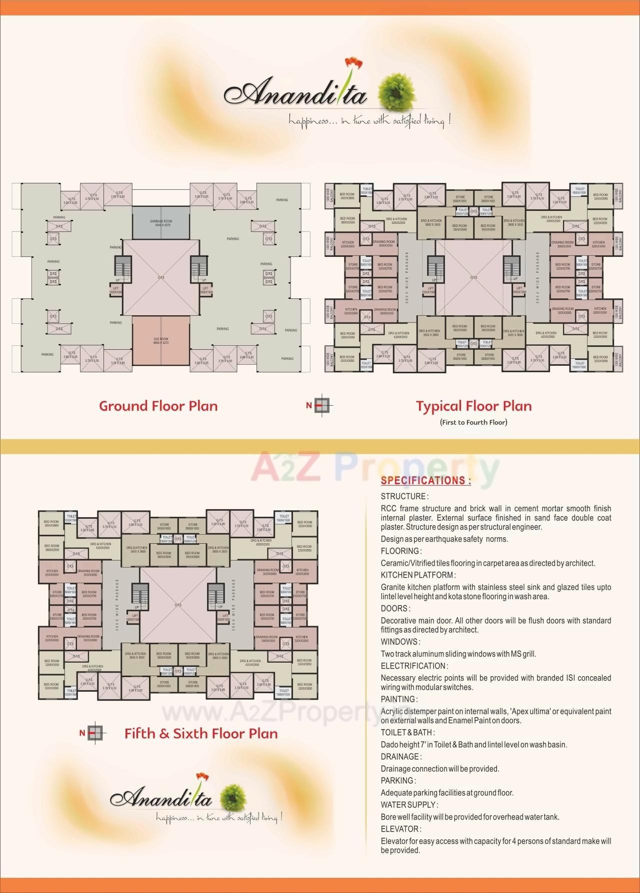 Layout of real estate project Anandita Luxurious Apartment located at Vallabh-vidhyanagar, Anand, Gujarat