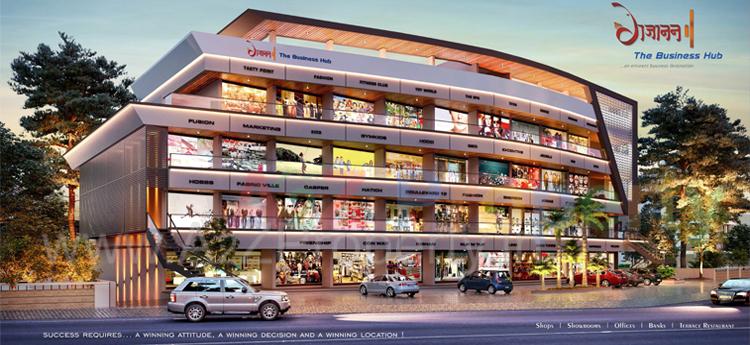 3D Elevation of real estate project Gajanan The Business Hub located at Vallabh-vidhyanagar, Anand, Gujarat