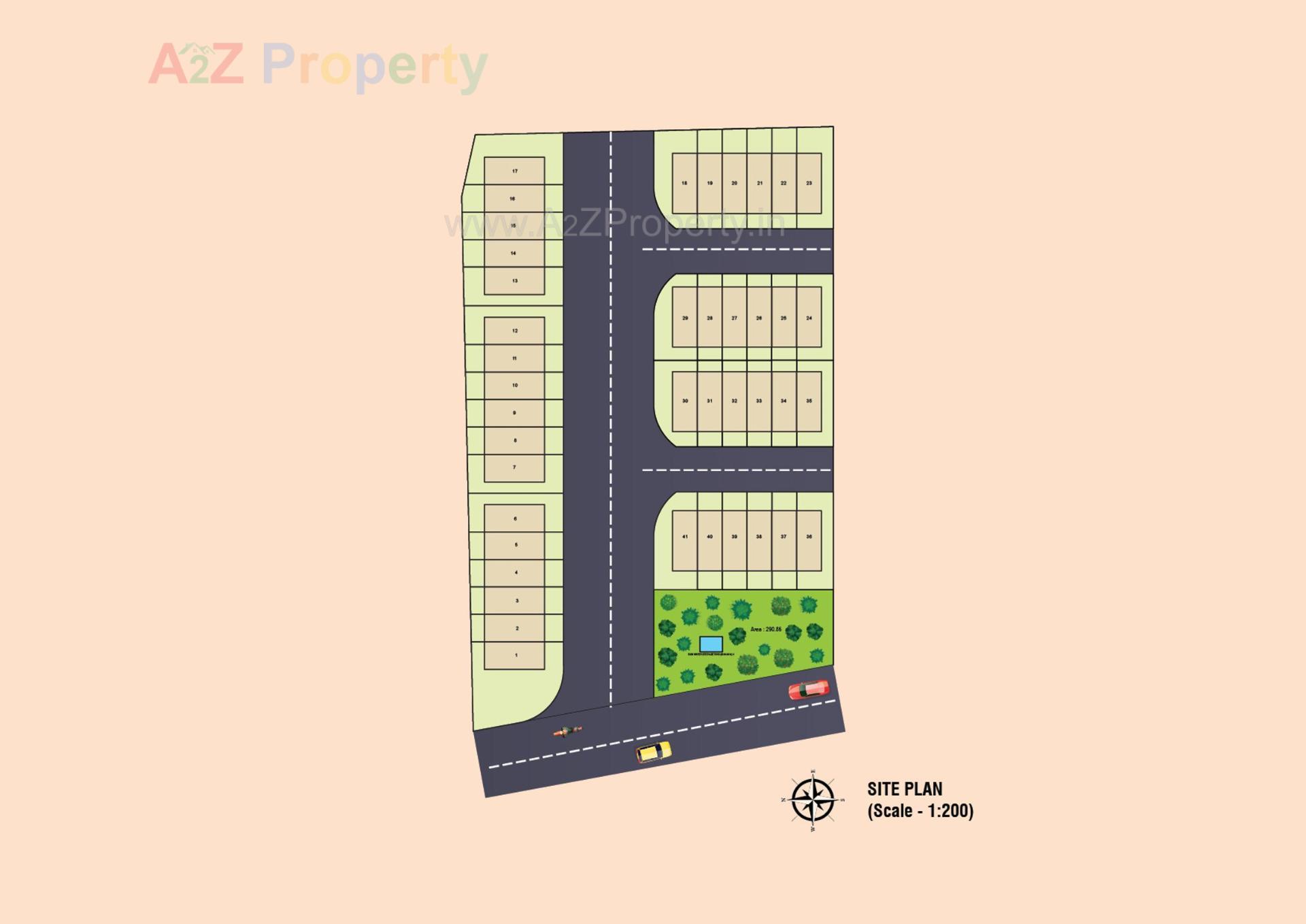 Layout of real estate project Krupalu Town Houses located at Karamsad, Anand, Gujarat