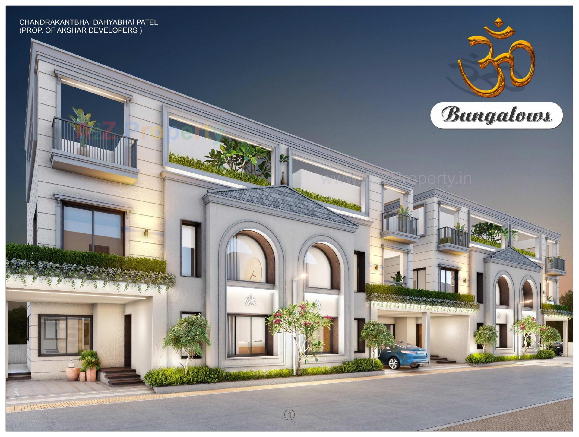 3D Elevation of real estate project Om Bunglows located at Karamsad, Anand, Gujarat