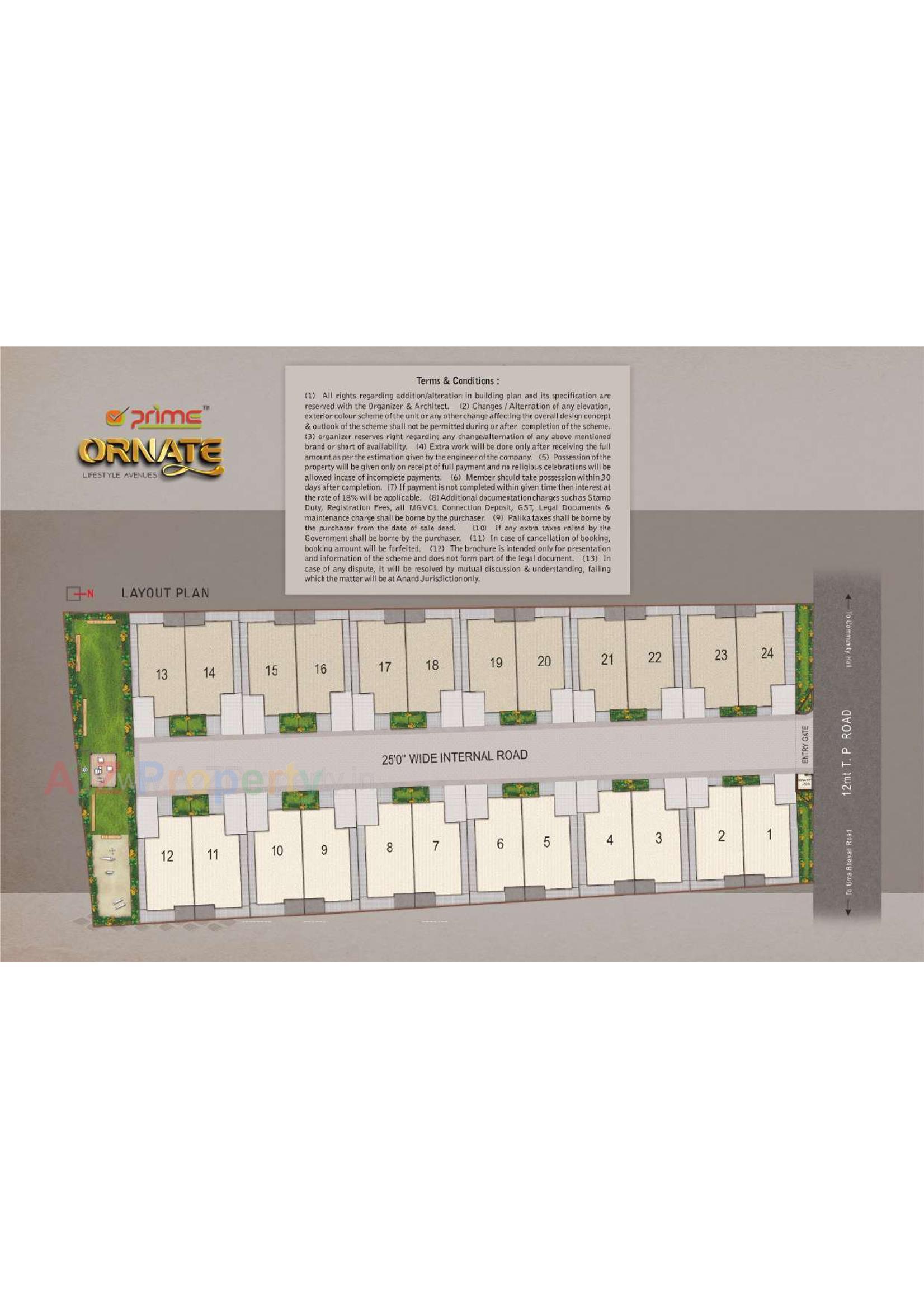 Layout of real estate project Prime Ornate located at Anand, Anand, Gujarat
