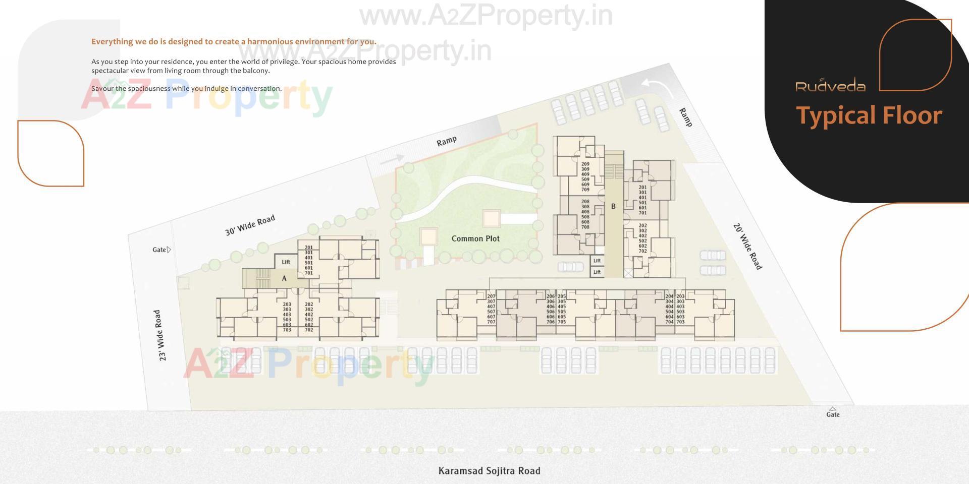 Layout of real estate project Rudveda located at Karamsad, Anand, Gujarat
