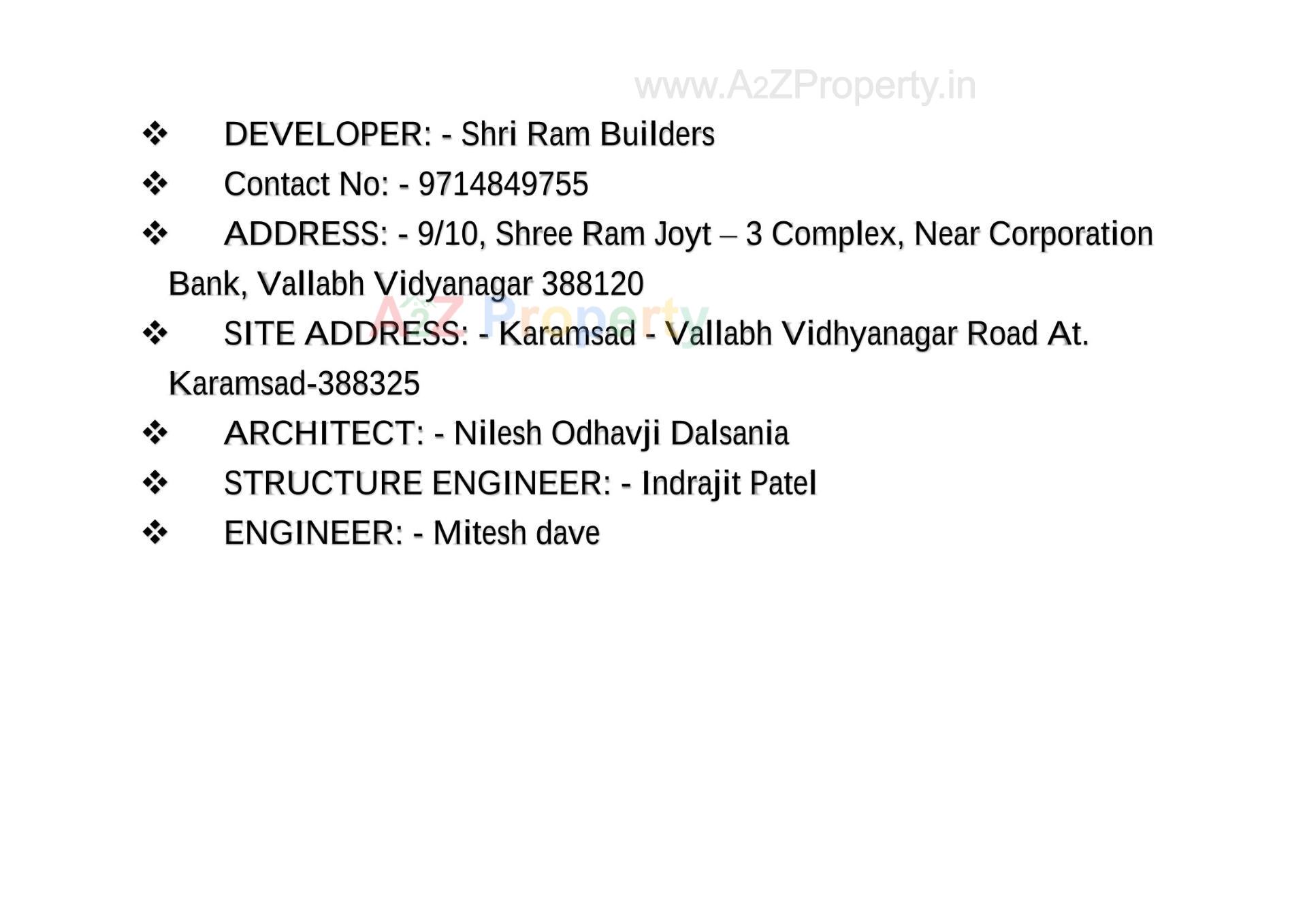  of real estate project Shri Ram Villa located at Karamsad, Anand, Gujarat