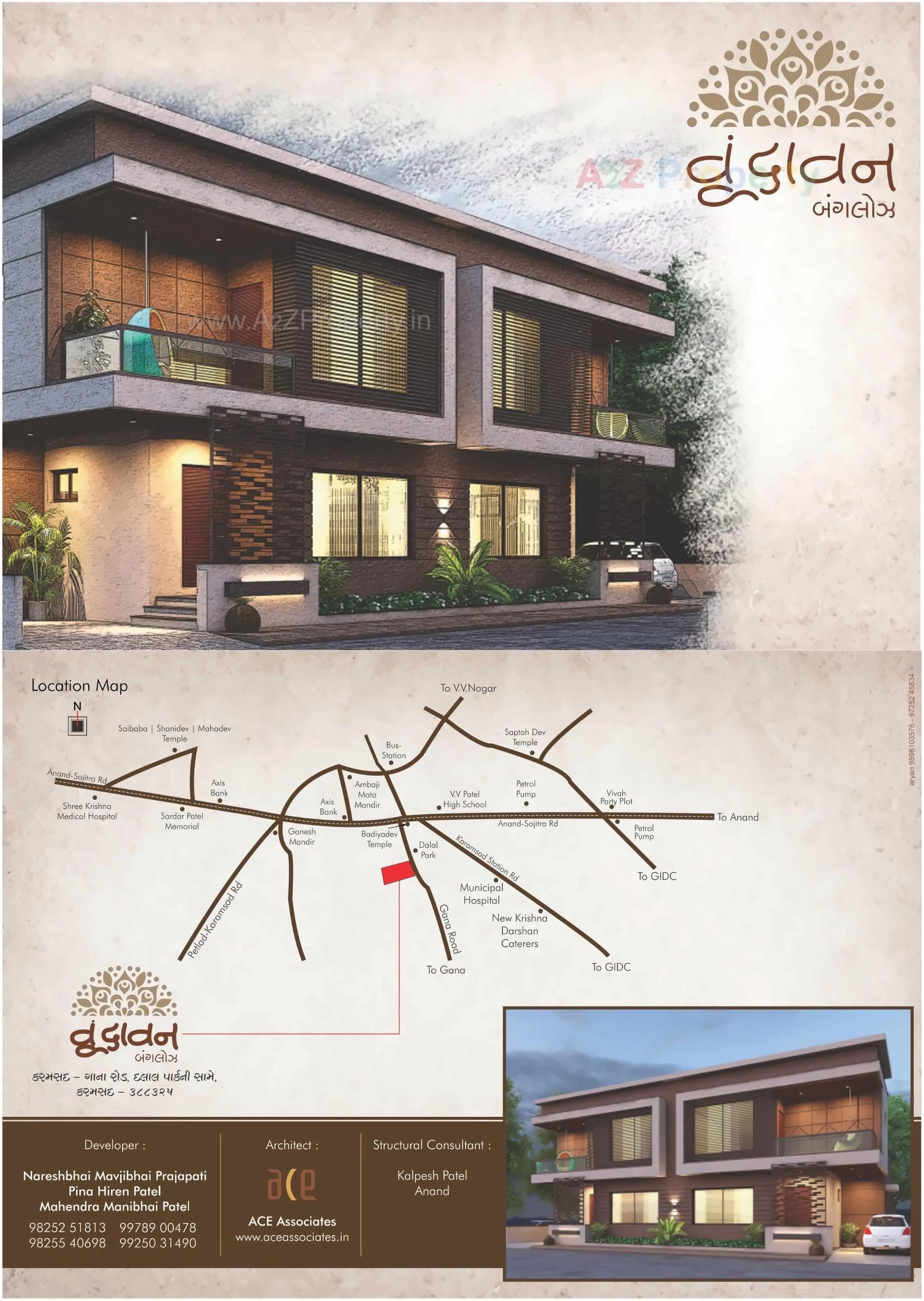 3D Elevation of real estate project Vrundavan Bunglows located at Karamsad, Anand, Gujarat