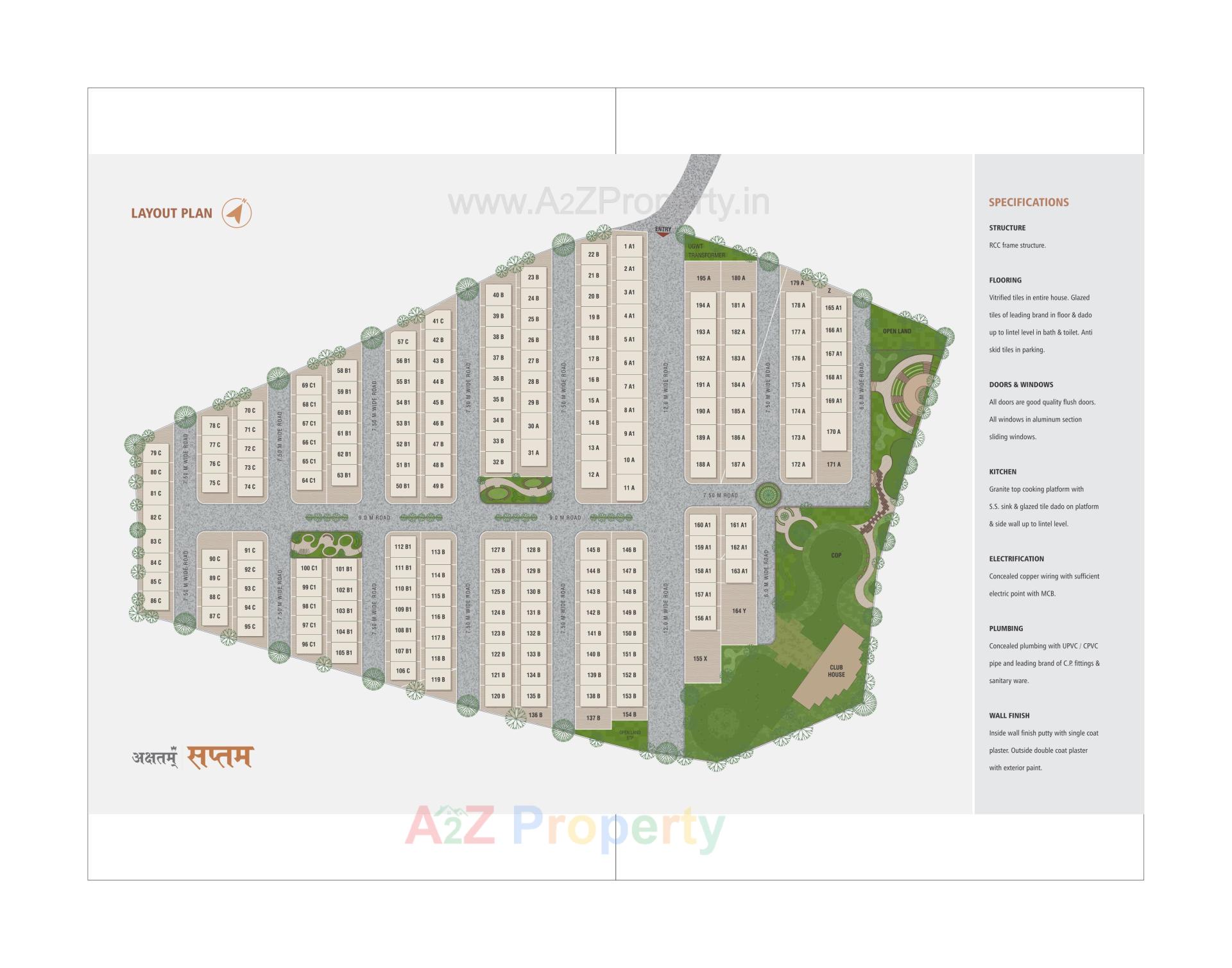 Layout of real estate project Akshatam Saptam located at Palanpur, Banaskantha, Gujarat