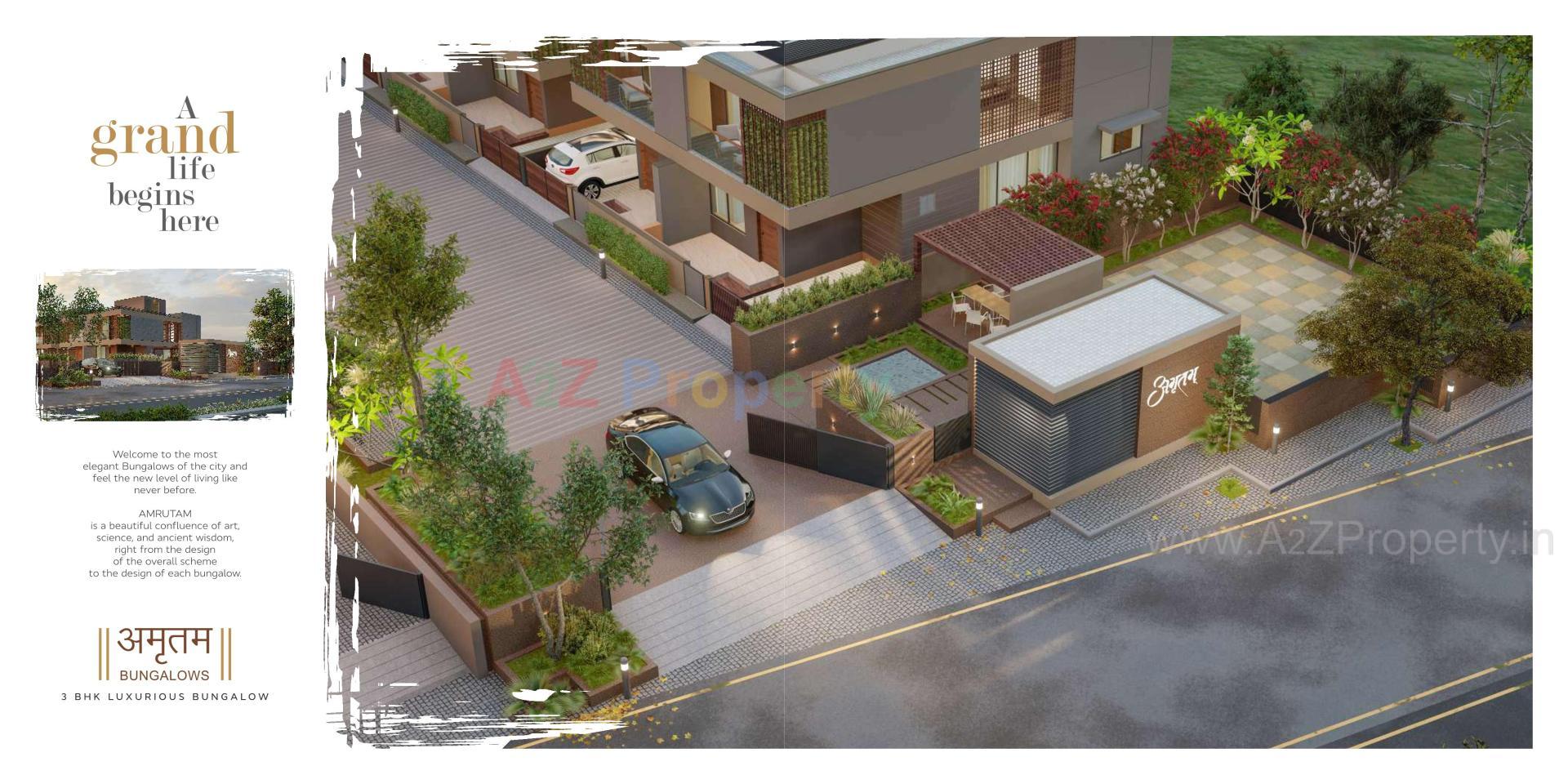 3D Elevation of real estate project Amrutam Bungalows located at Palanpur, Banaskantha, Gujarat