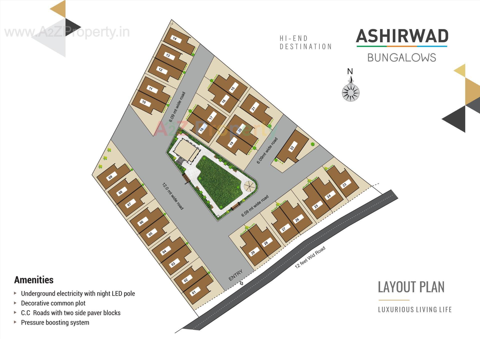 Layout of real estate project Ashirwad Bungalows located at Palanpur, Banaskantha, Gujarat
