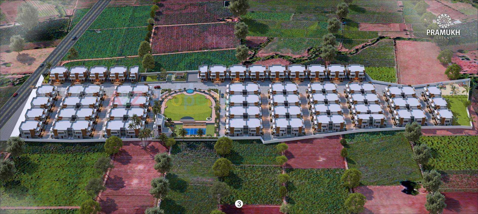 3D Elevation of real estate project Pramukh Greens located at Palanpur, Banaskantha, Gujarat