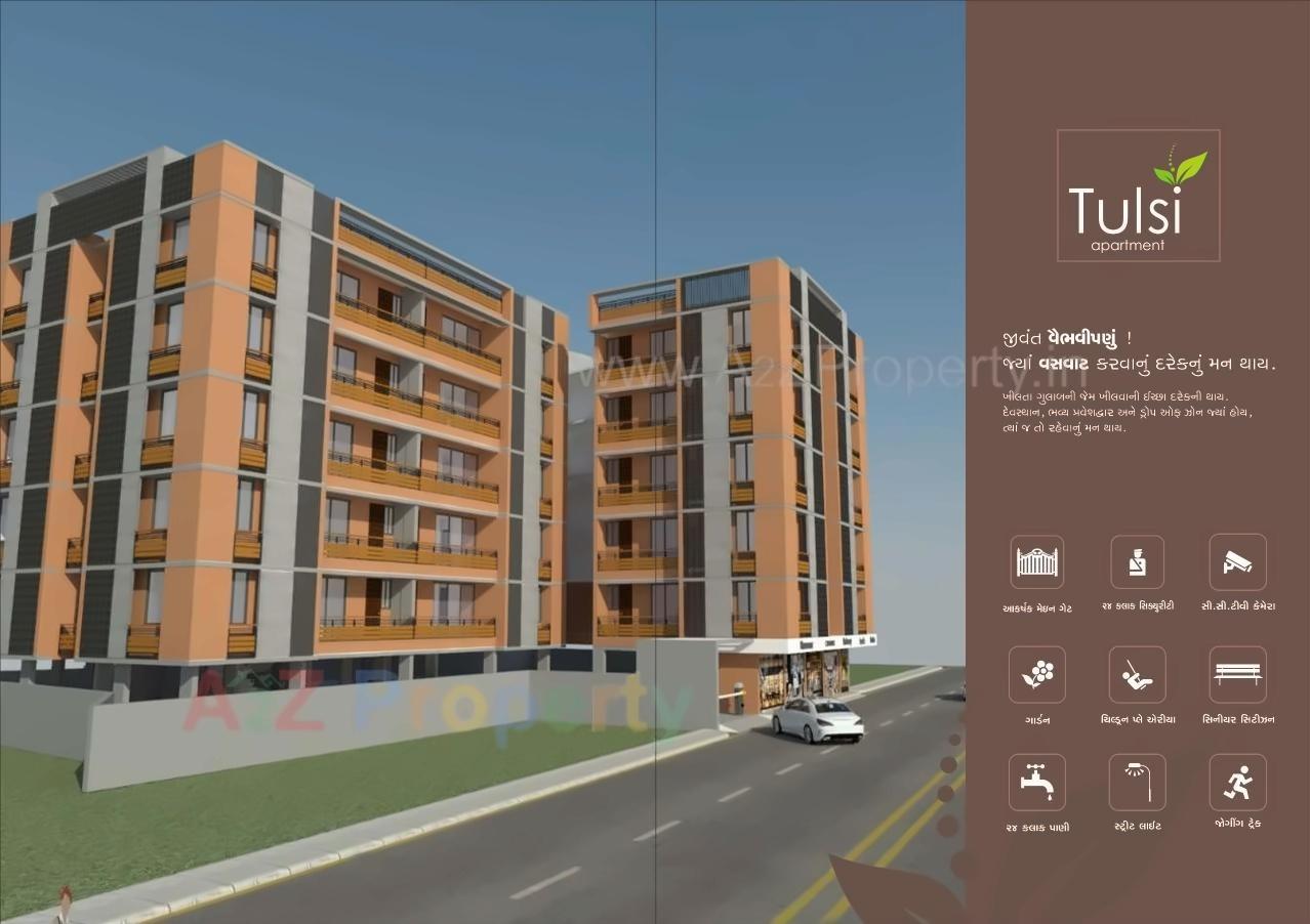 3D Elevation of real estate project Tulsi Apartment located at Palanpur, Banaskantha, Gujarat
