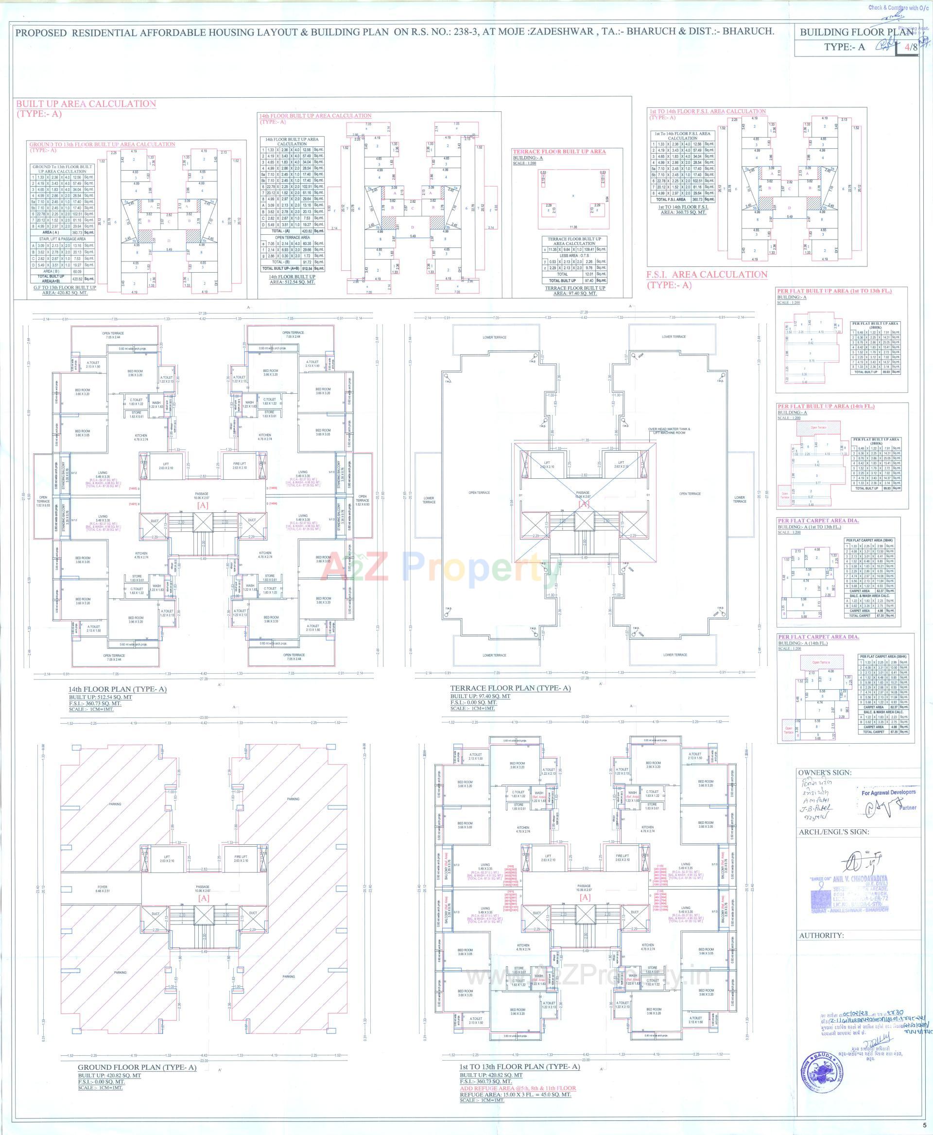 Layout of real estate project 7x Elegance located at Zadeshwar, Bharuch, Gujarat
