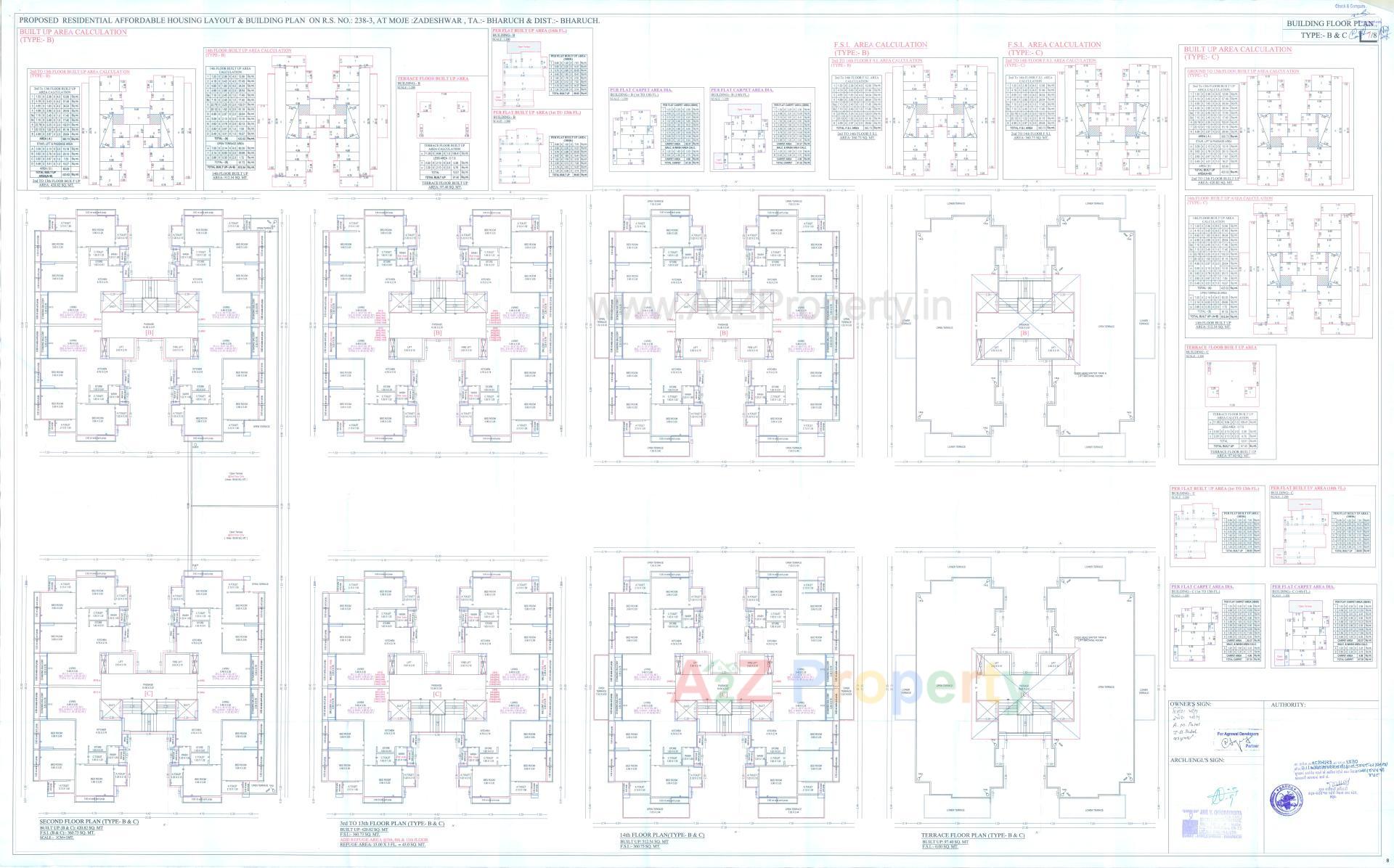 Layout of real estate project 7x Elegance located at Zadeshwar, Bharuch, Gujarat