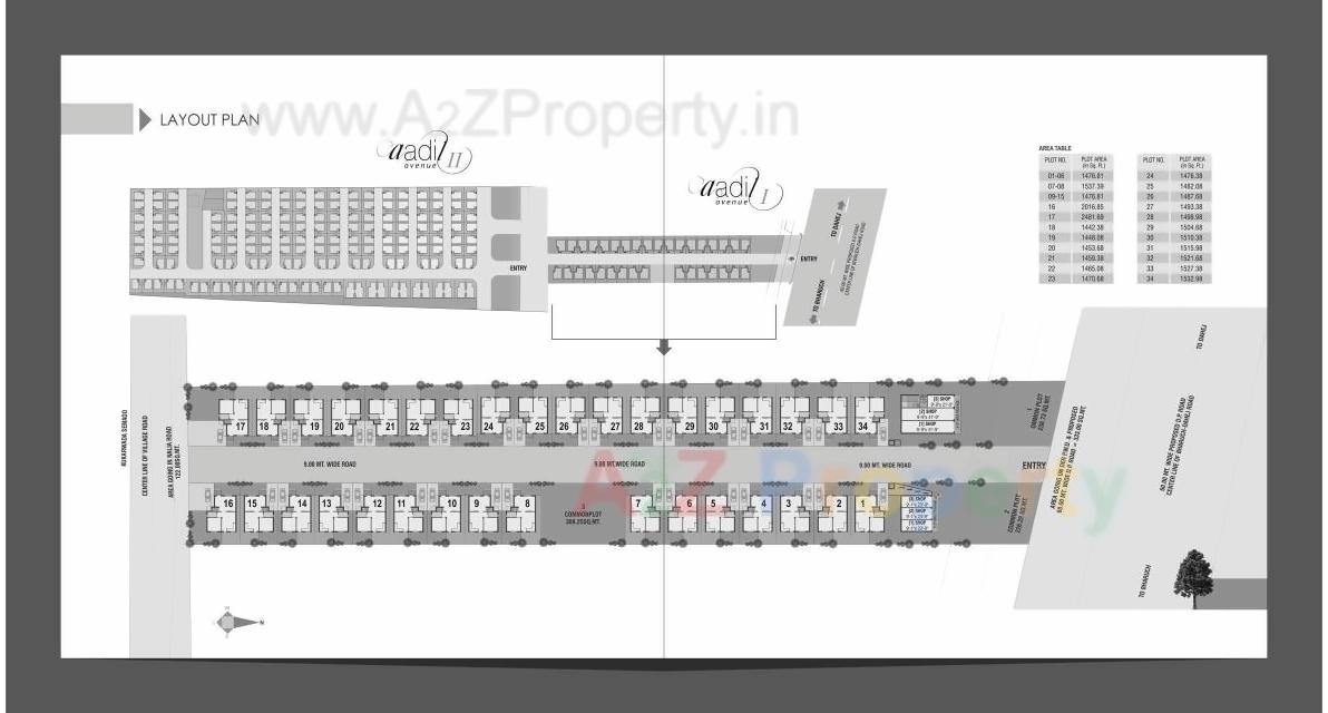 Layout of real estate project Aadil Avenue located at Dahegam, Bharuch, Gujarat