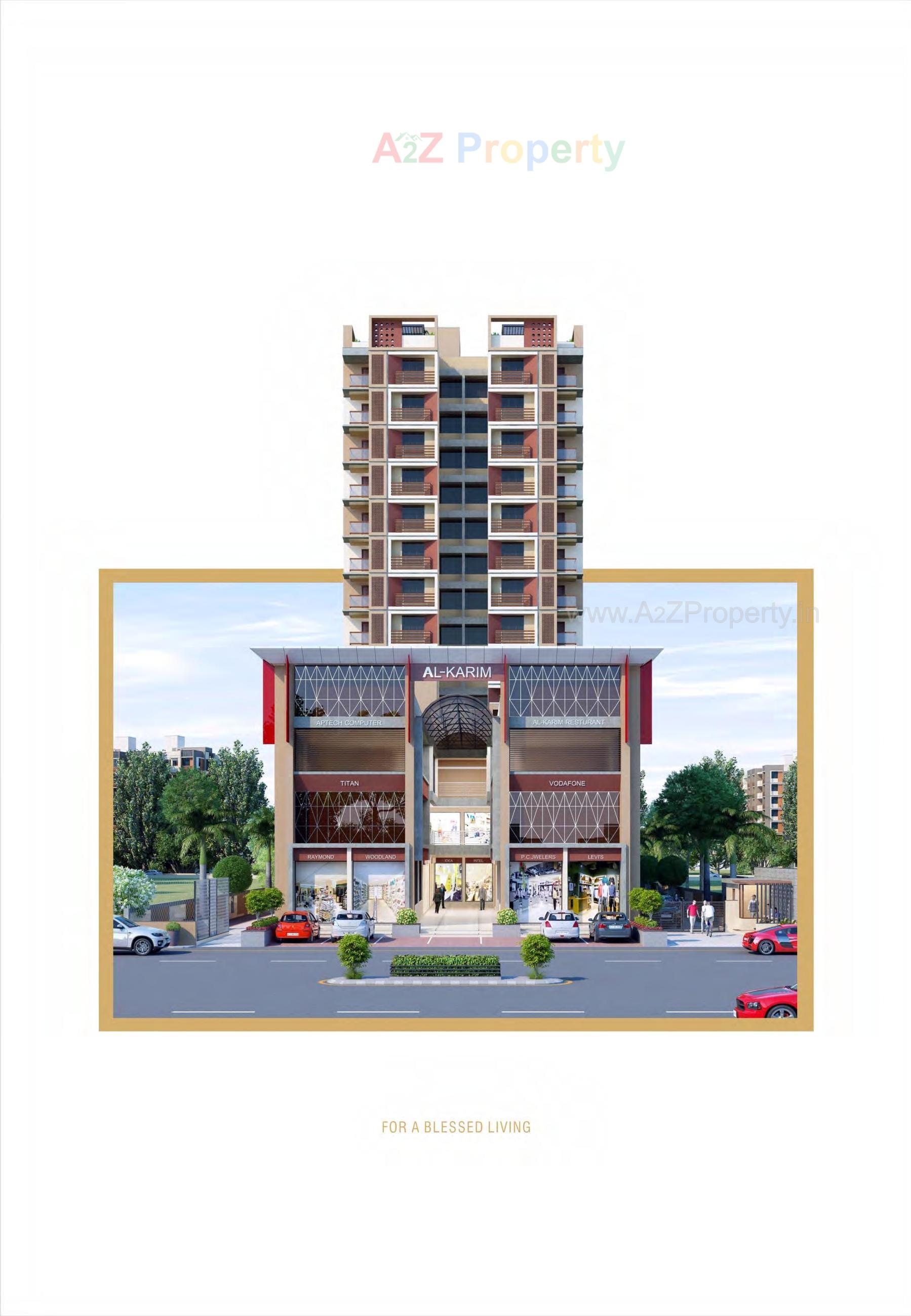 3D Elevation of real estate project Al Karim Heights located at Vejalpur, Bharuch, Gujarat