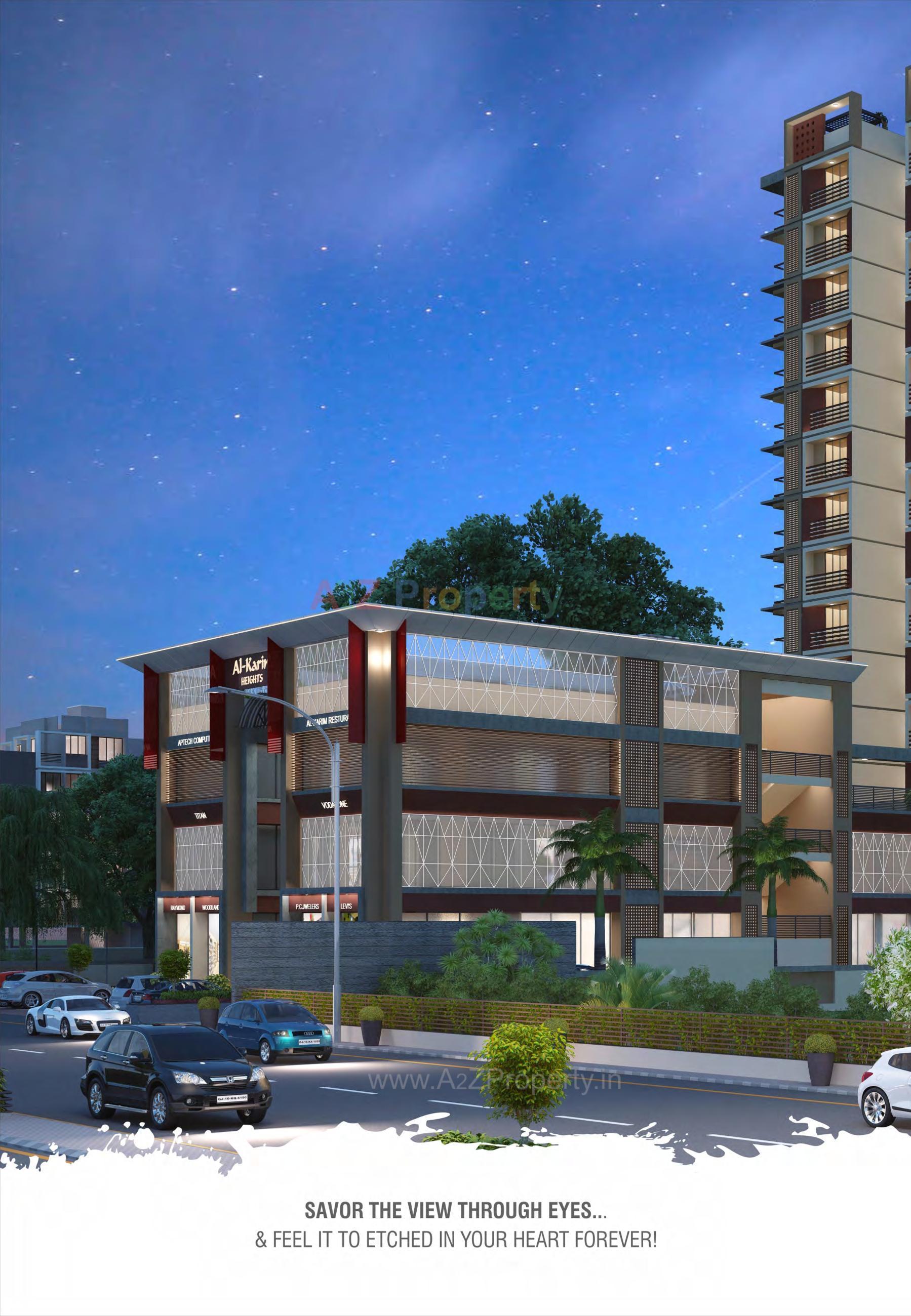 3D Elevation of real estate project Al Karim Heights located at Vejalpur, Bharuch, Gujarat