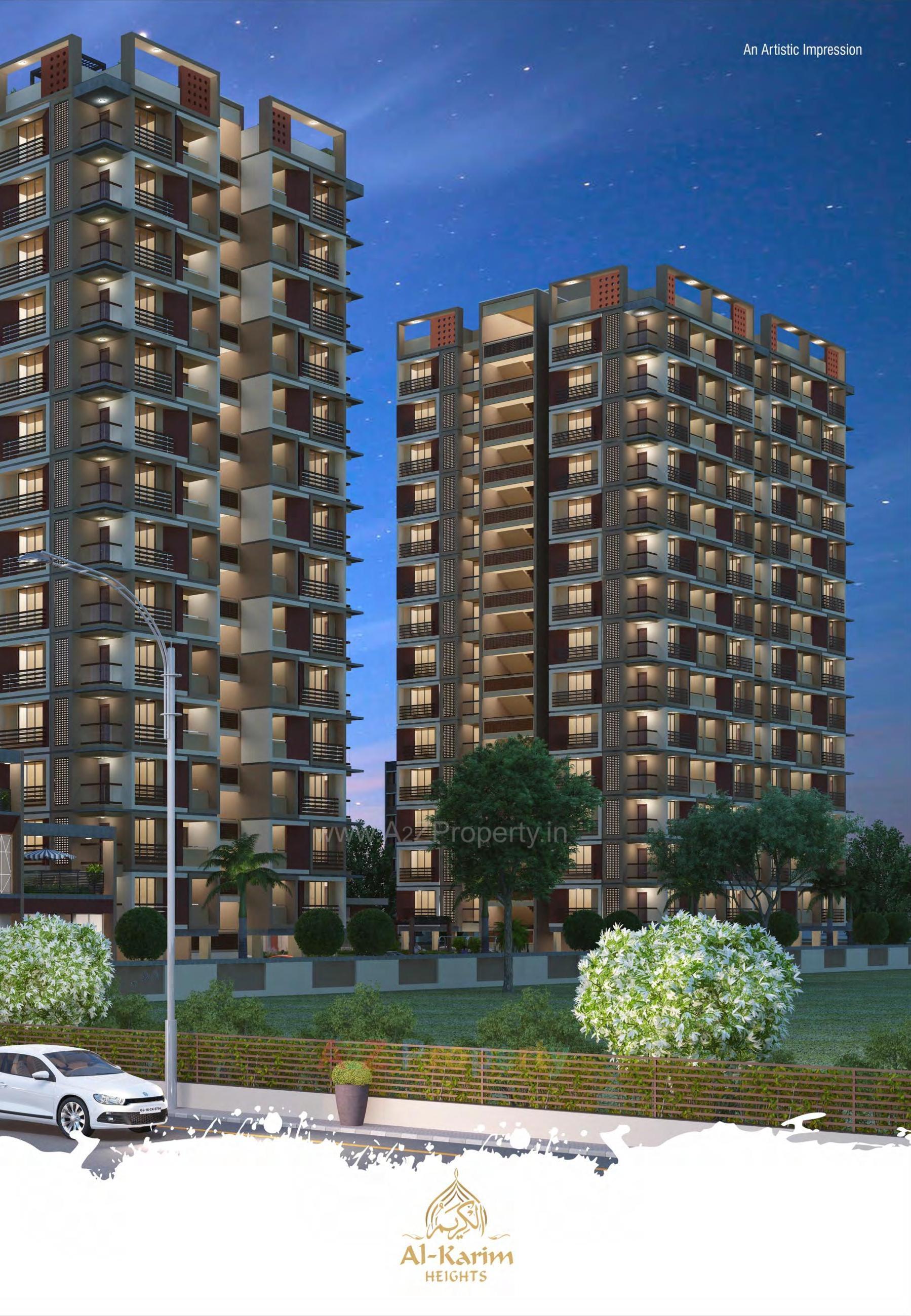 3D Elevation of real estate project Al Karim Heights located at Vejalpur, Bharuch, Gujarat