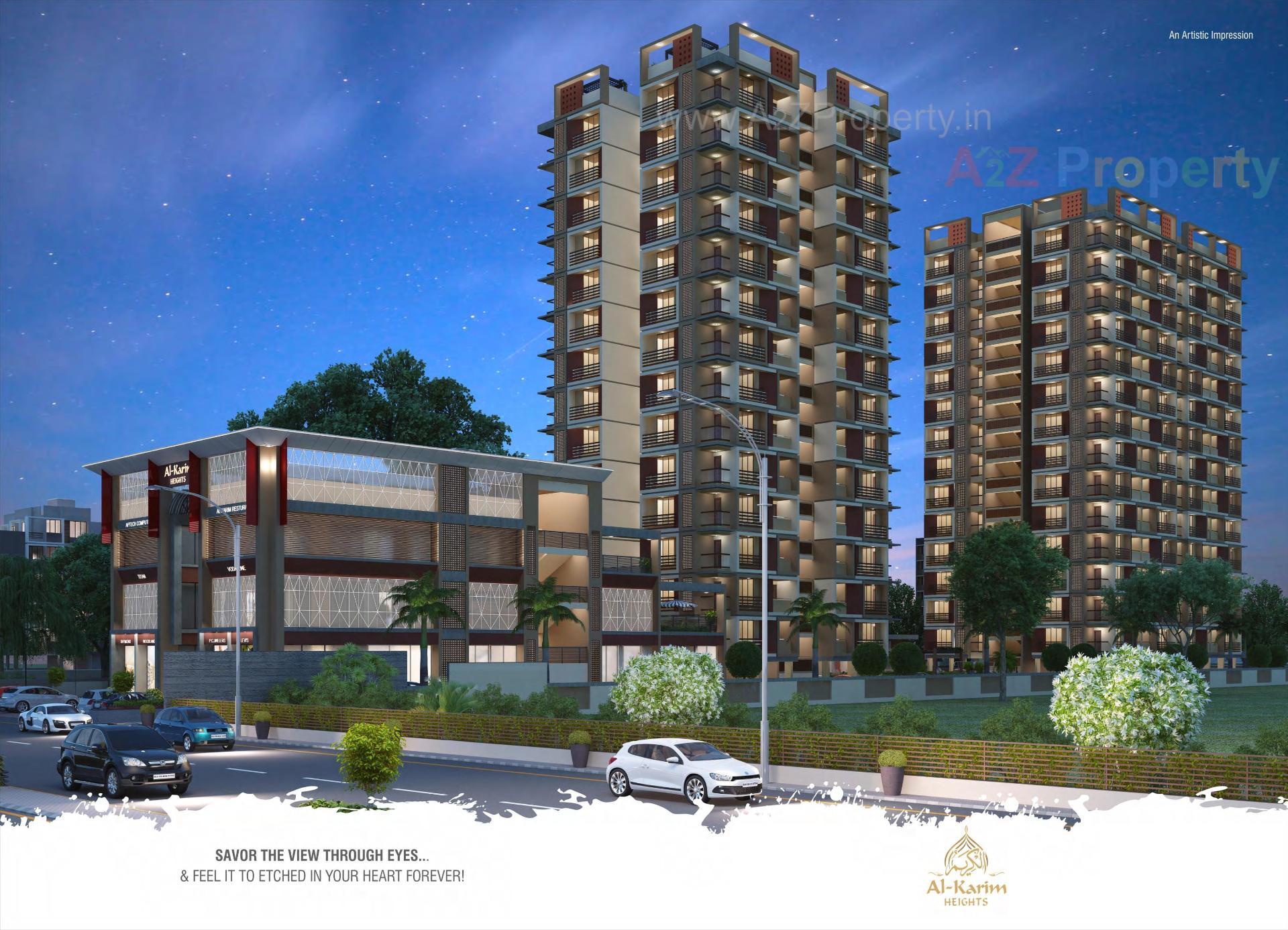 3D Elevation of real estate project Al Karim Heights located at Vejalpur, Bharuch, Gujarat