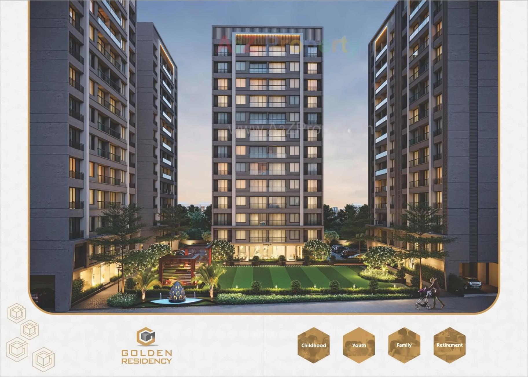 3D Elevation of real estate project Golden Residency located at Bharuch, Bharuch, Gujarat