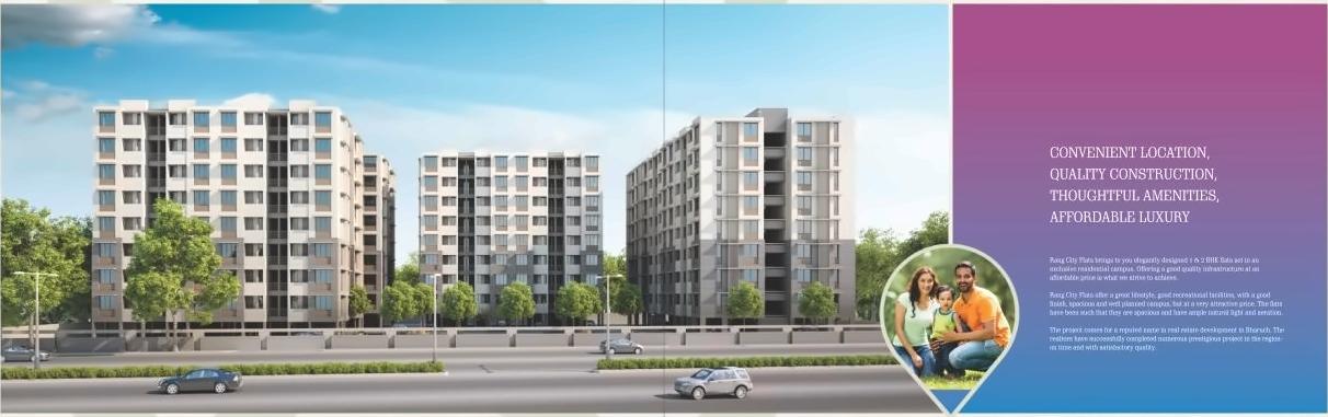 3D Elevation of real estate project Rang City Flats located at Chavaj, Bharuch, Gujarat
