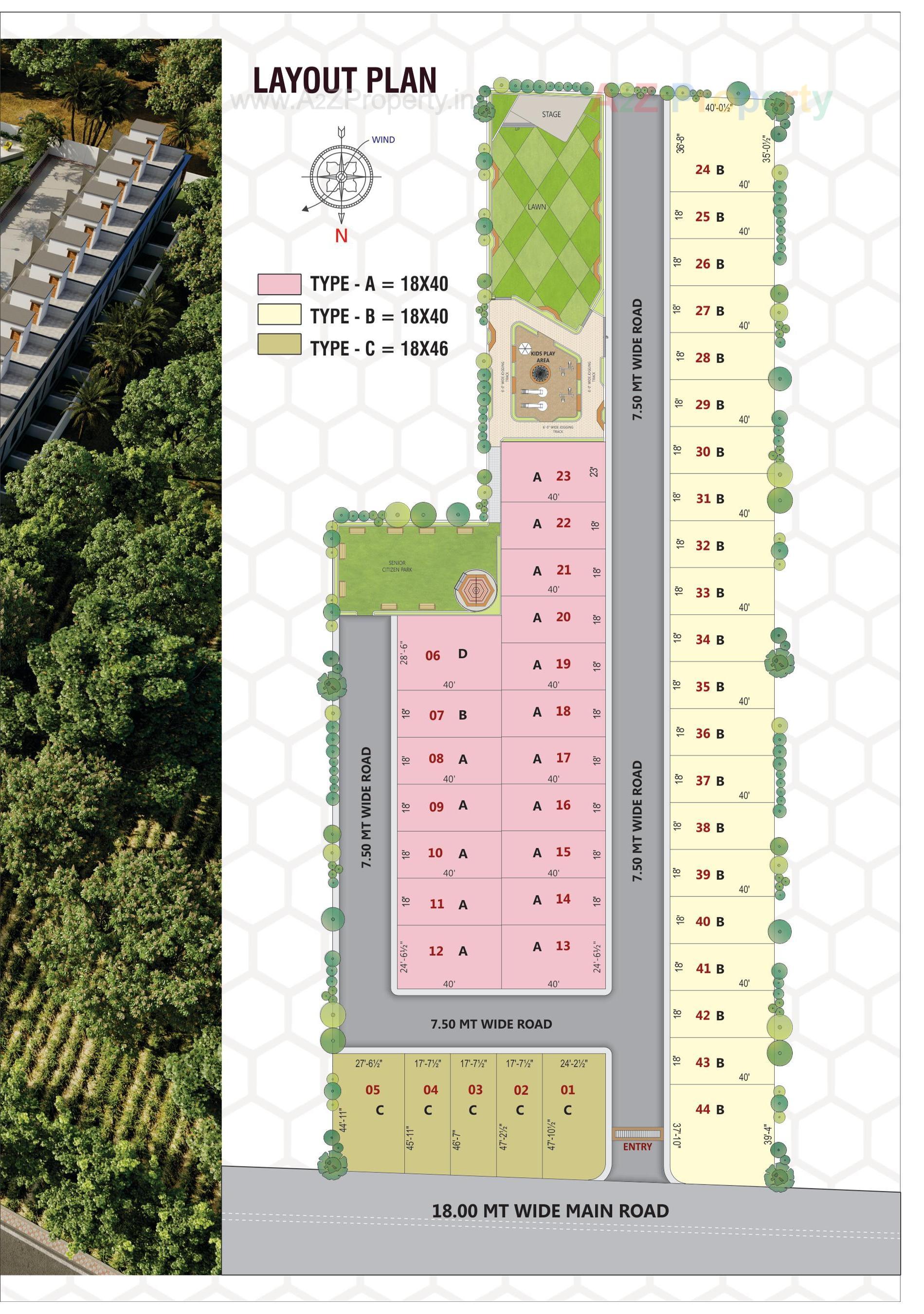 Layout of real estate project Sahajanand Homes located at Chavaj, Bharuch, Gujarat