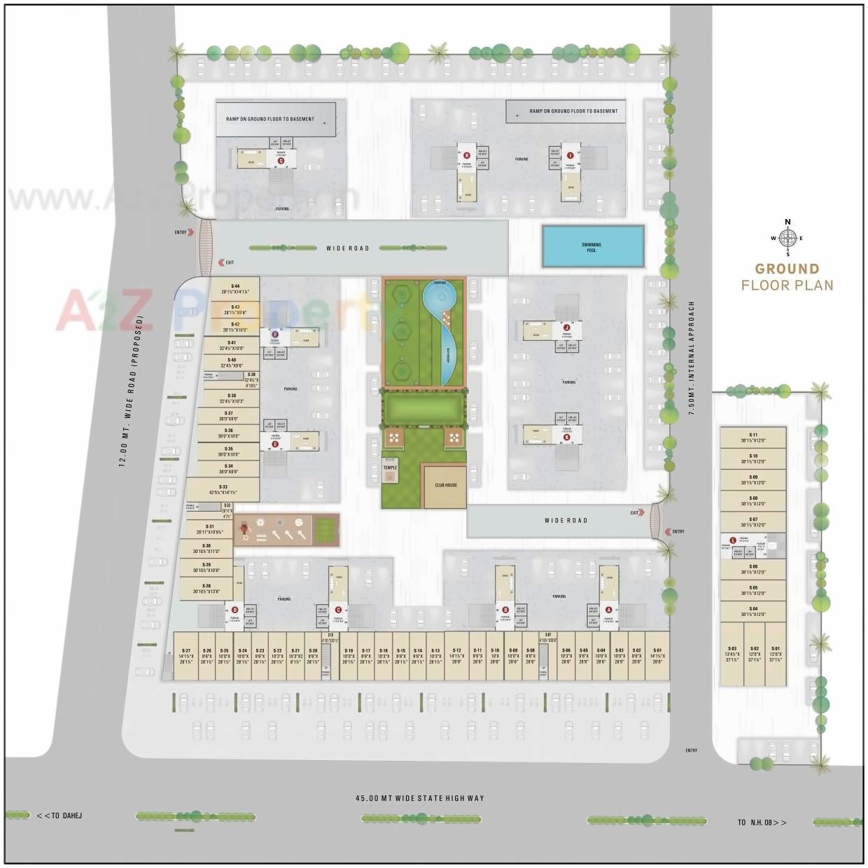 Layout of real estate project Sahjanand Luxuria located at Umraj, Bharuch, Gujarat