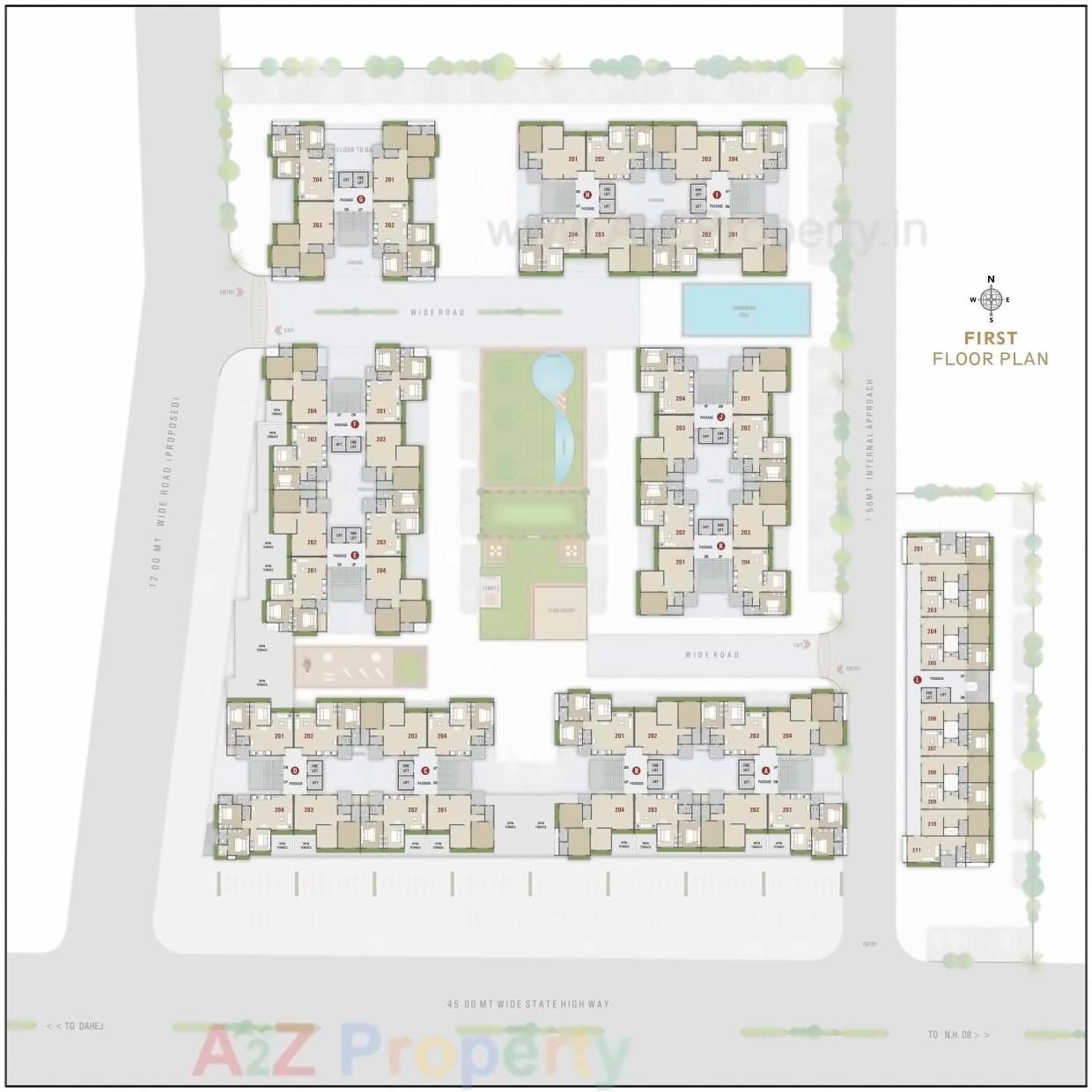 Layout of real estate project Sahjanand Luxuria located at Umraj, Bharuch, Gujarat