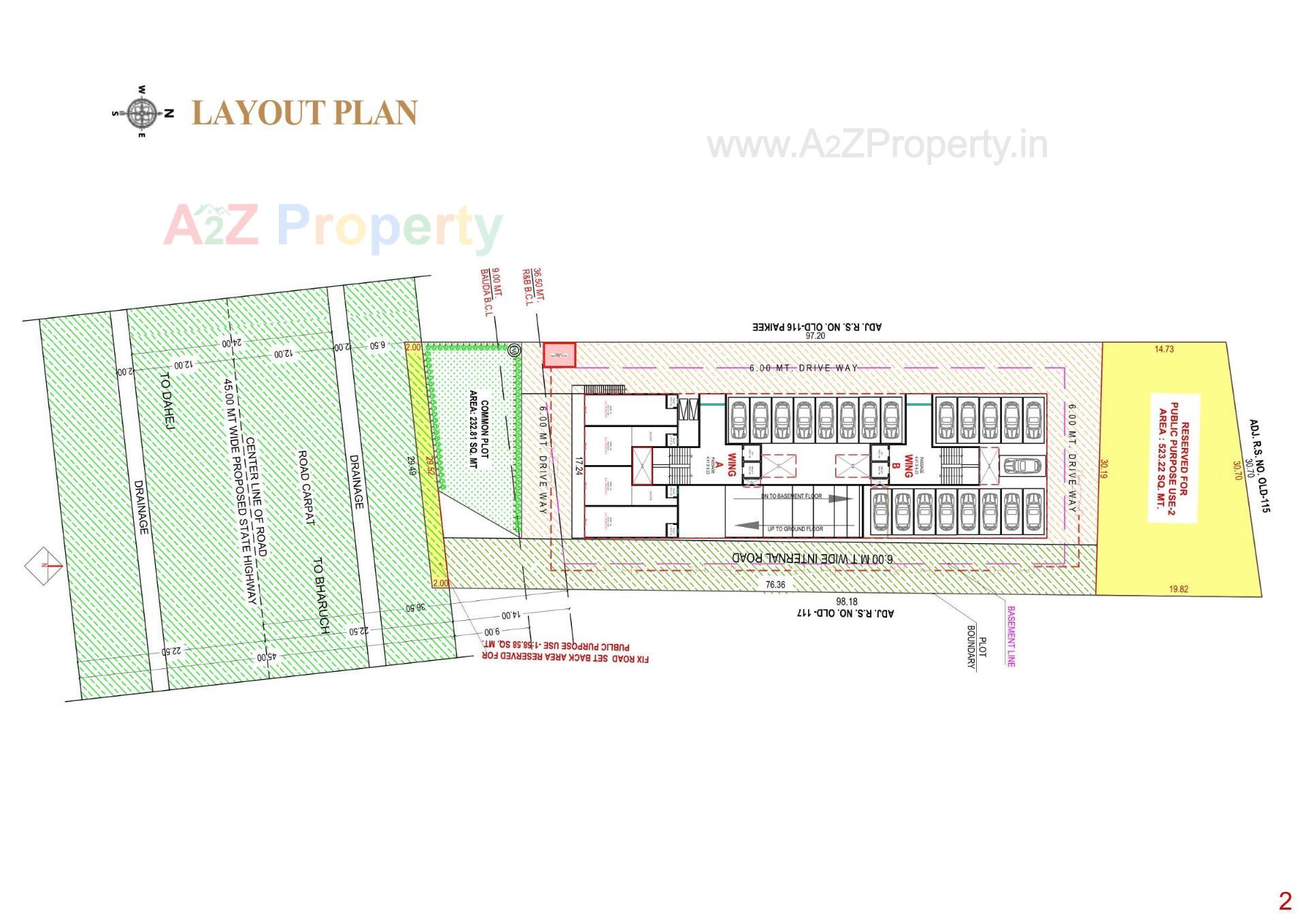 Layout of real estate project Sahjanand Sky located at Umraj, Bharuch, Gujarat