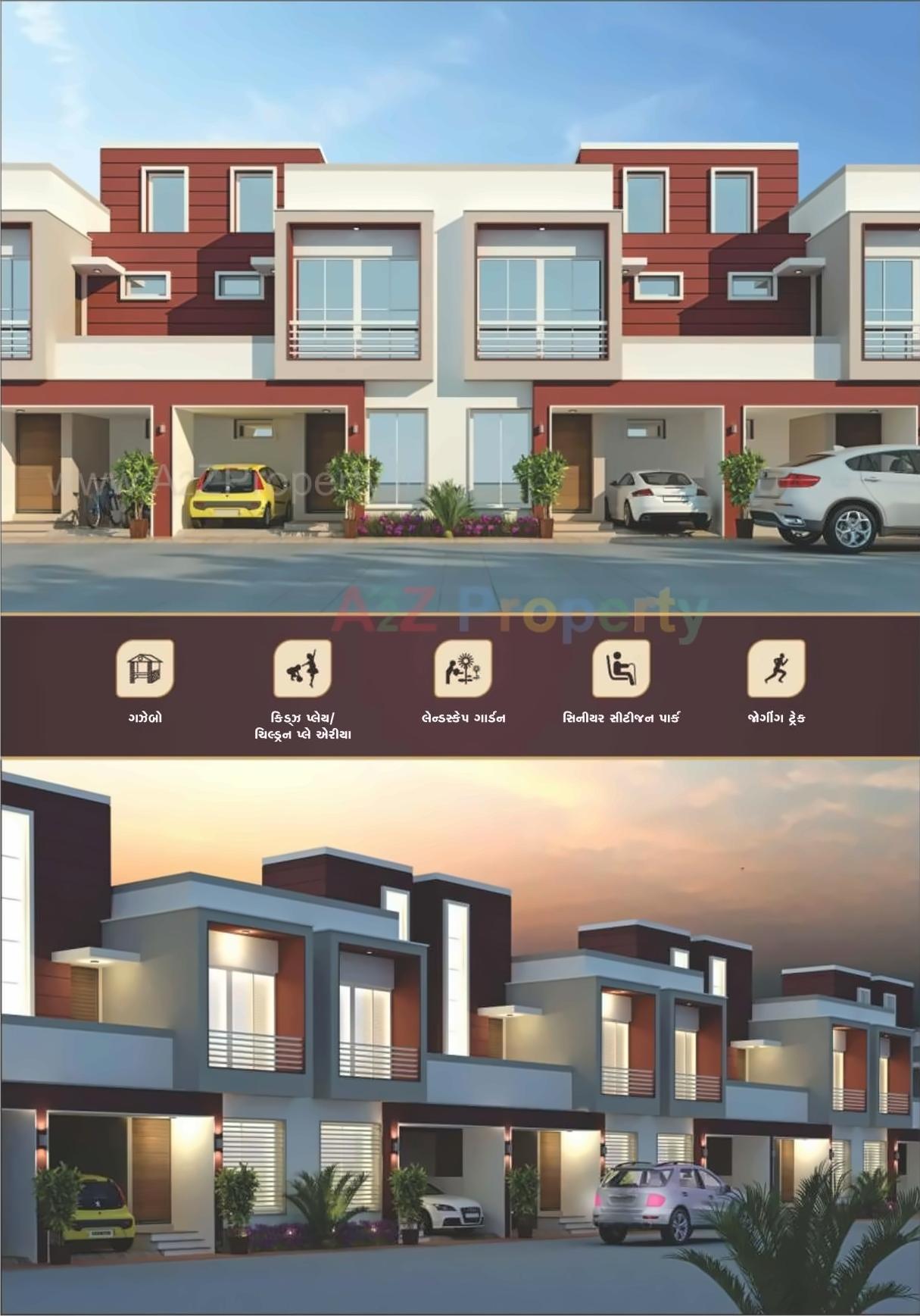 3D Elevation of real estate project Sanskar Bunglows located at Bhadkodara, Bharuch, Gujarat