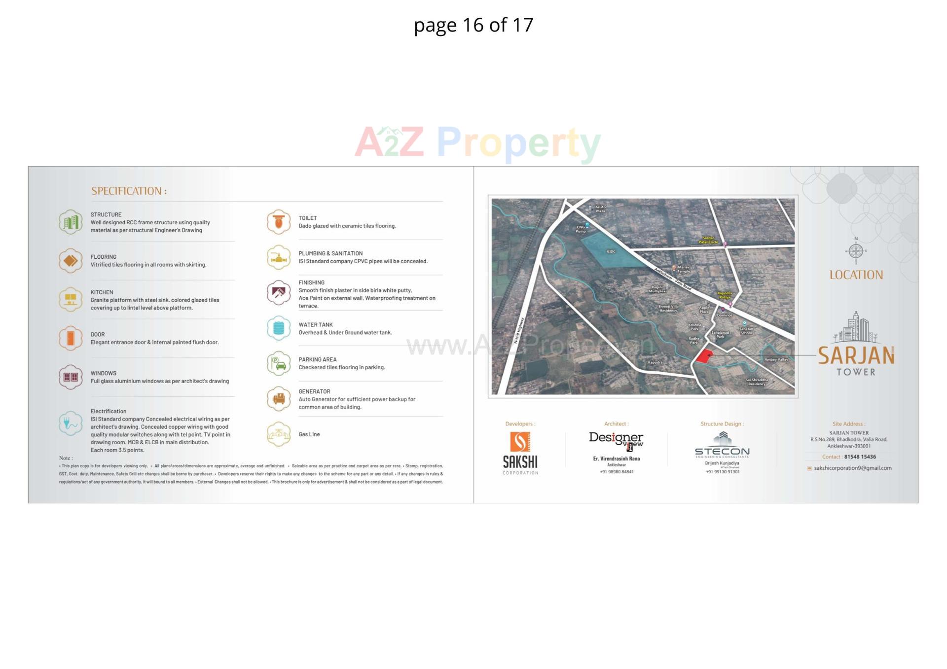  of real estate project Sarjan Tower located at Bhadkodra, Bharuch, Gujarat