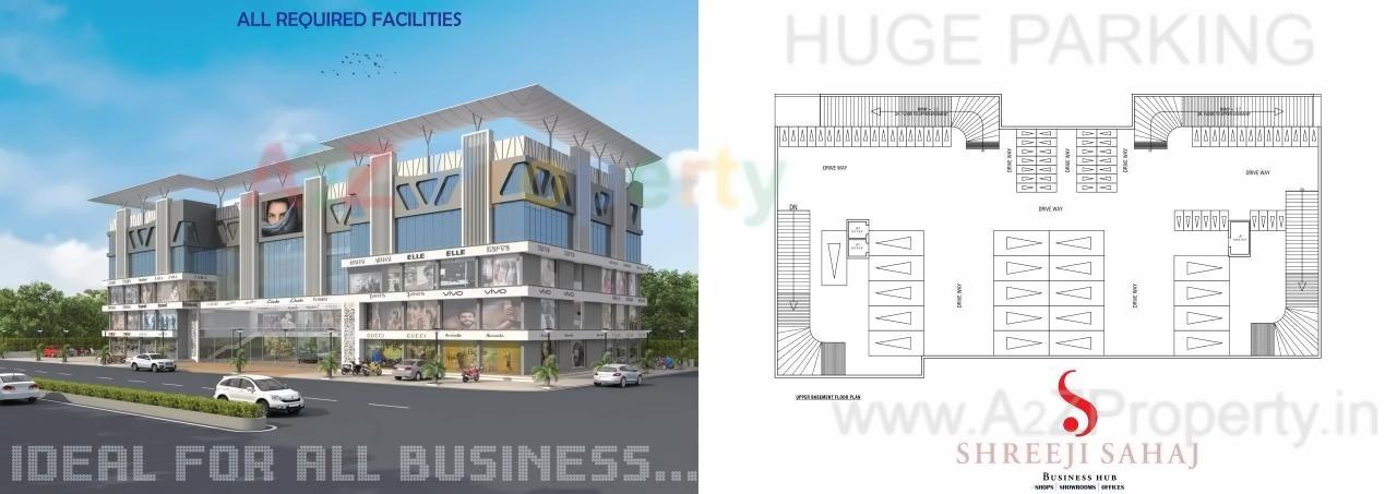 3D Elevation of real estate project Shreeji Sahaj Business Hub located at Zadeshwar, Bharuch, Gujarat